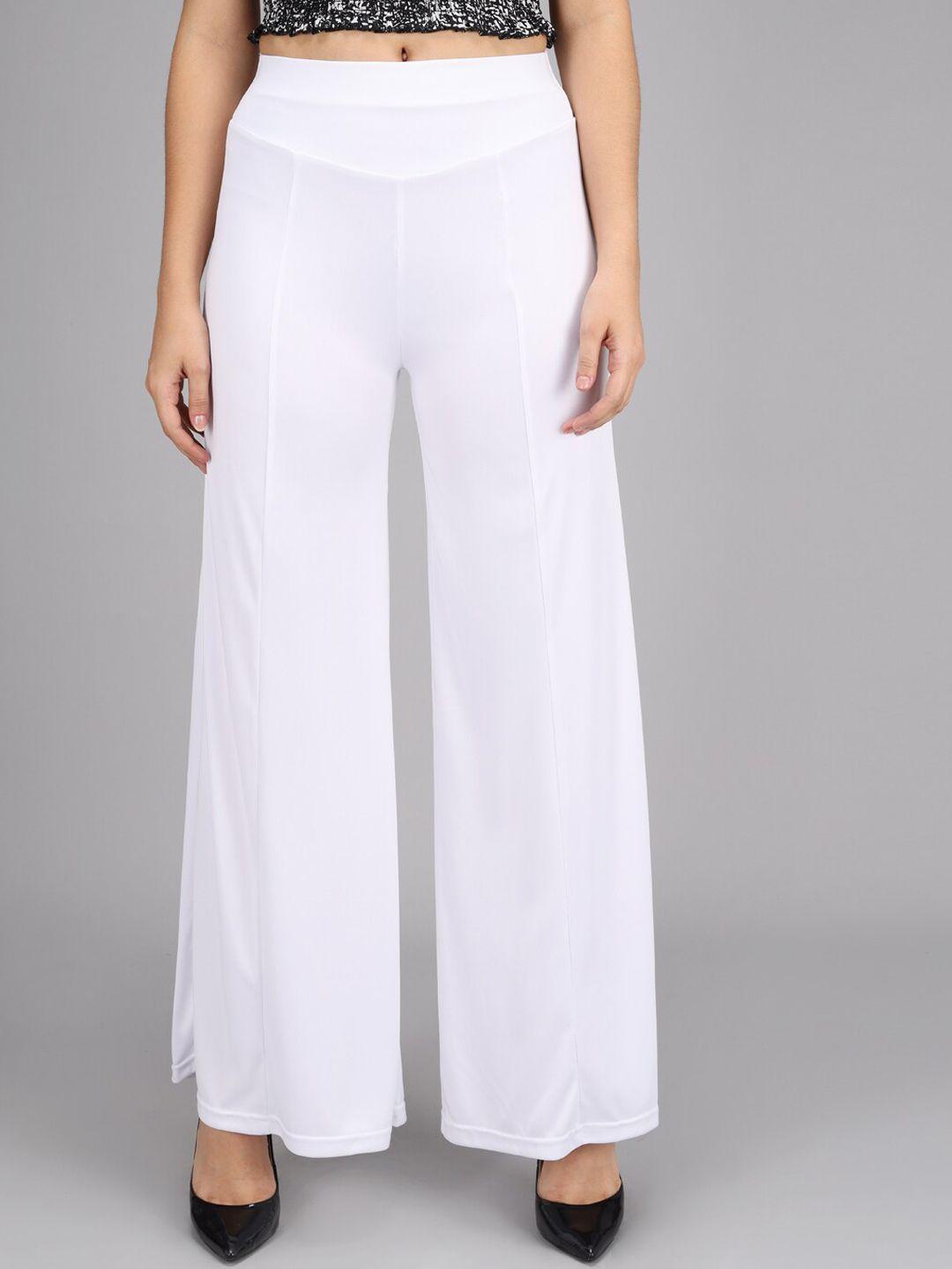 kotty women white flared high-rise parallel trousers