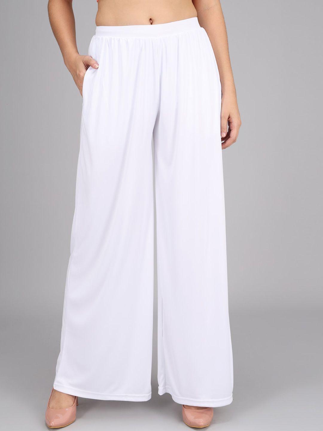 kotty women white flared high-rise parallel trousers