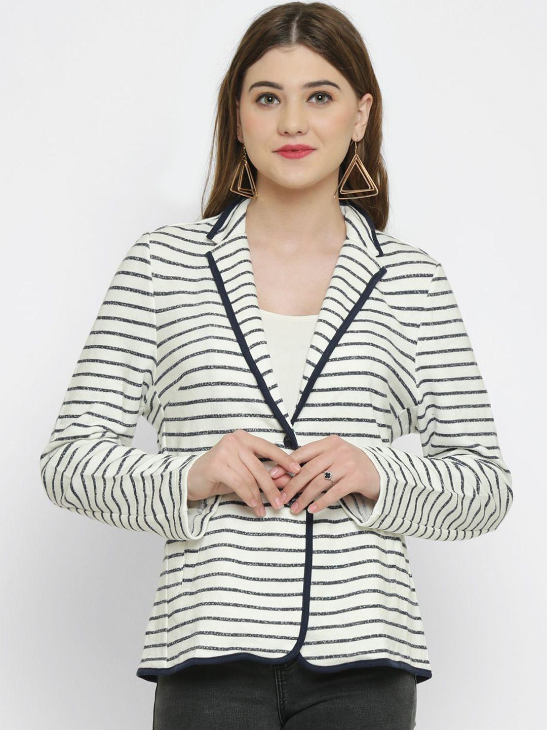 kotty women white striped tailored jacket