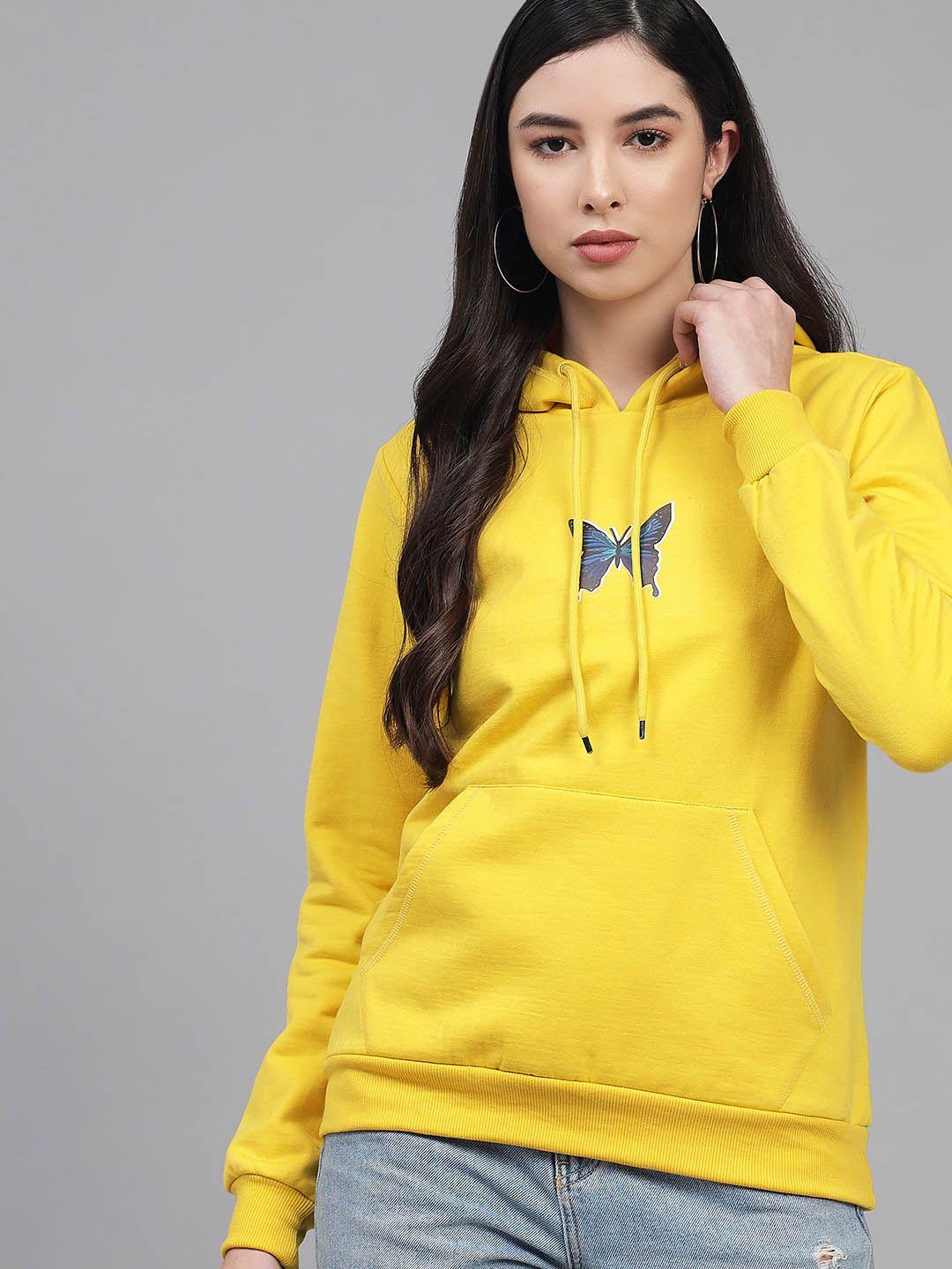 kotty women yellow hooded sweatshirt