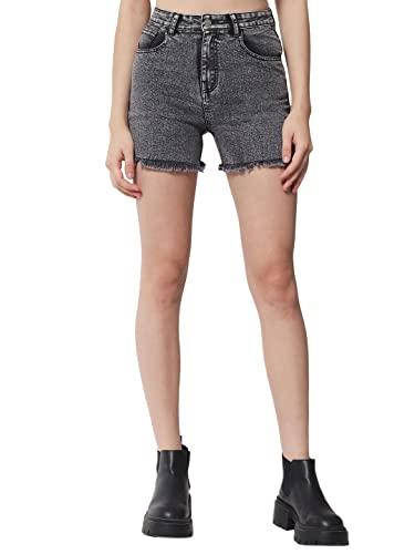 kotty womens solid crow black cotton lycra blend shorts(crow black,28)