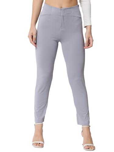 kotty womens solid regular fit trousers light grey