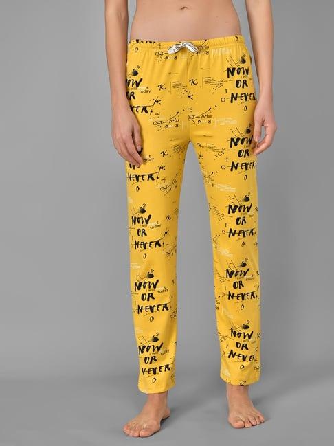 kotty yellow graphic print pyjamas