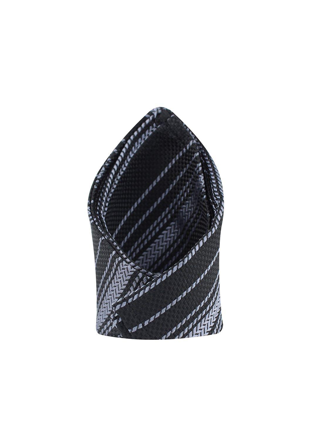 kovove black & grey striped pocket square