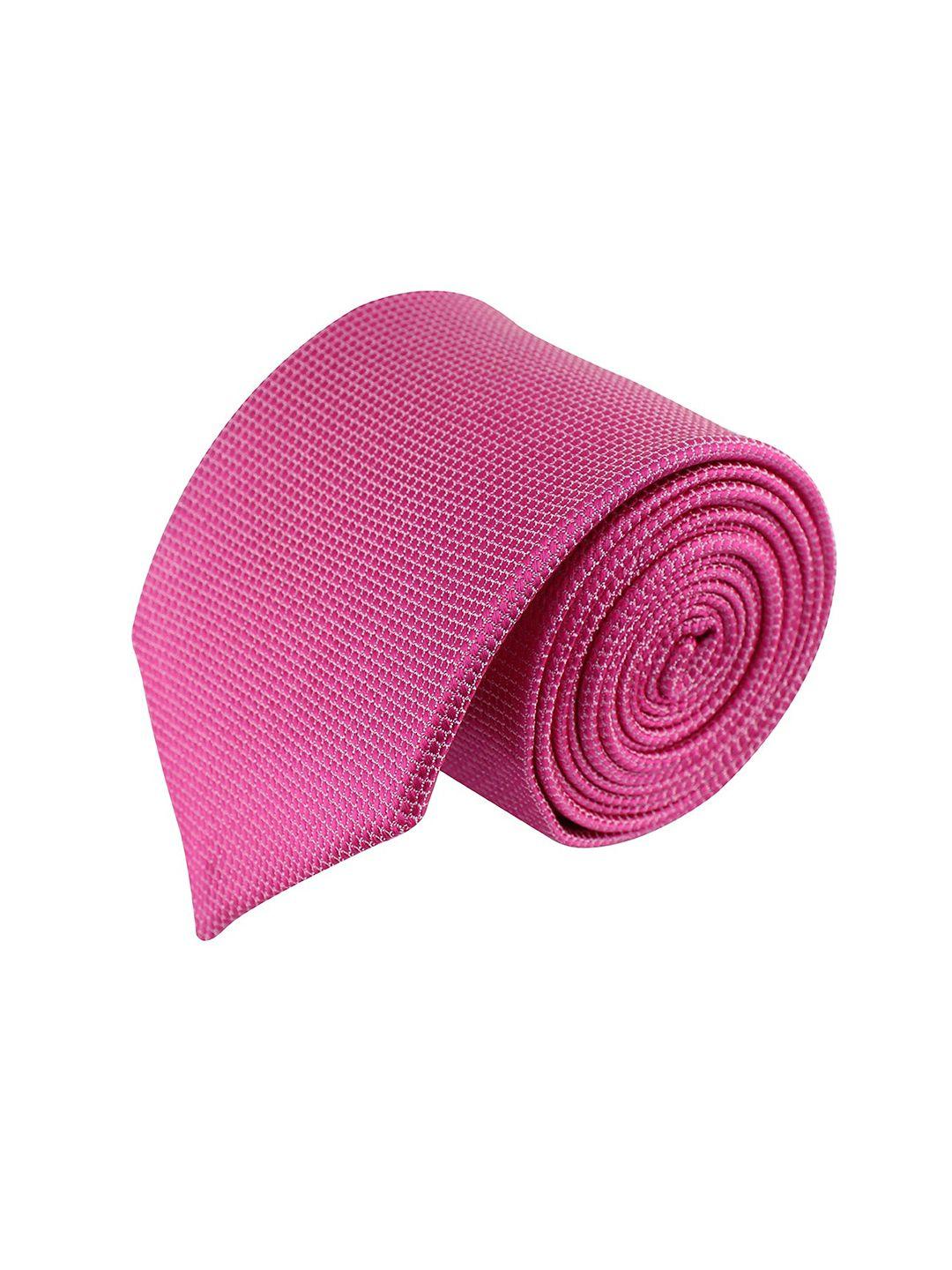 kovove men pink woven design broad tie