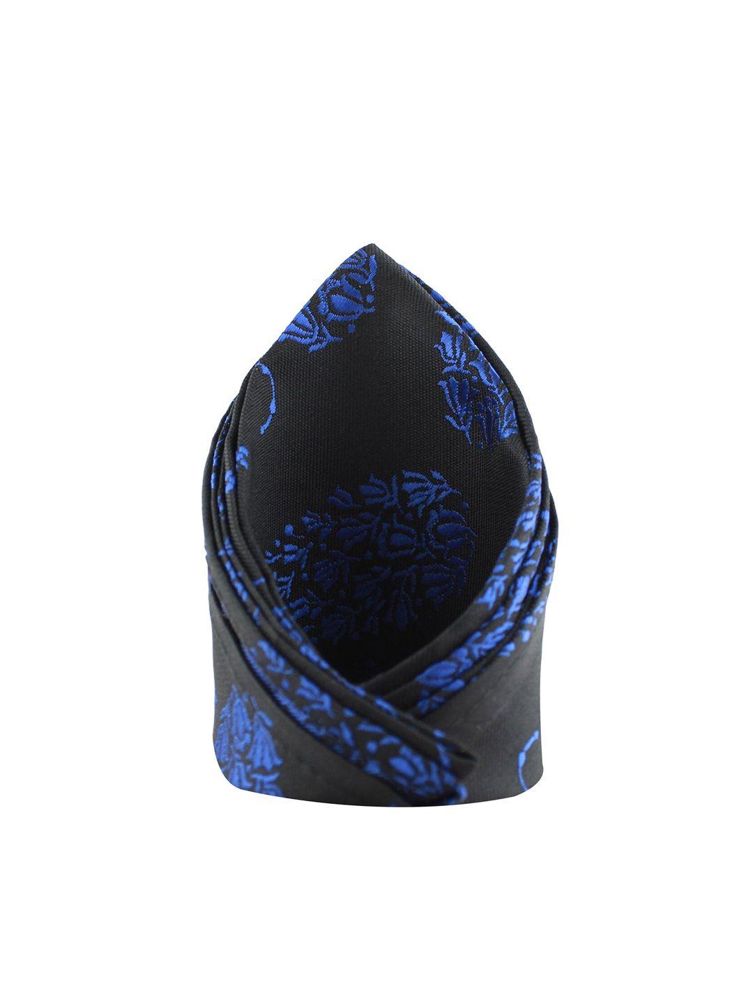 kovove blue & black self-design pocket square