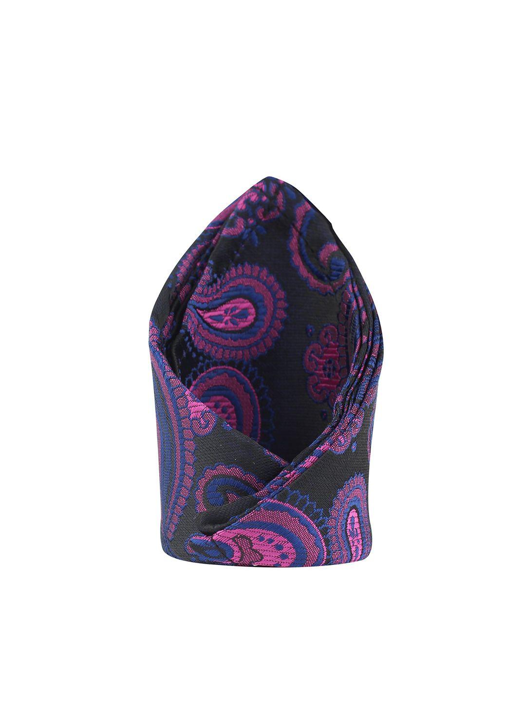 kovove men black & purple printed pocket square