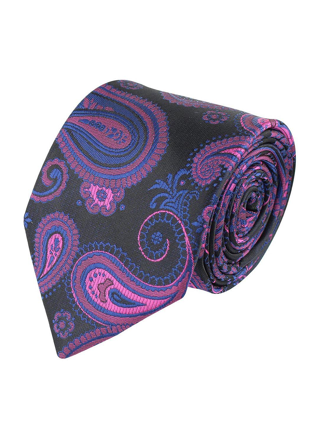 kovove men black & violet woven design broad tie