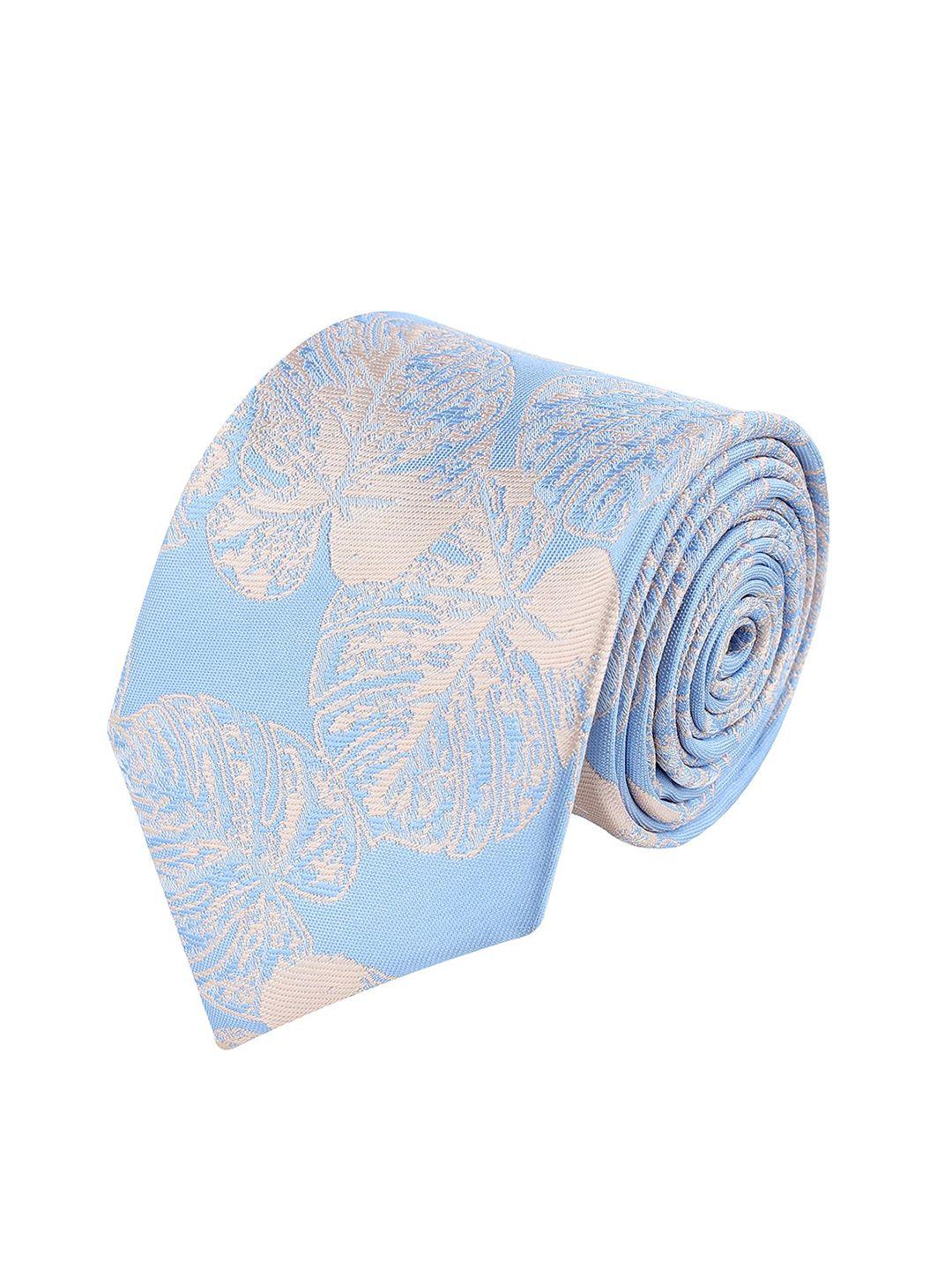 kovove men blue & beige woven design broad tie