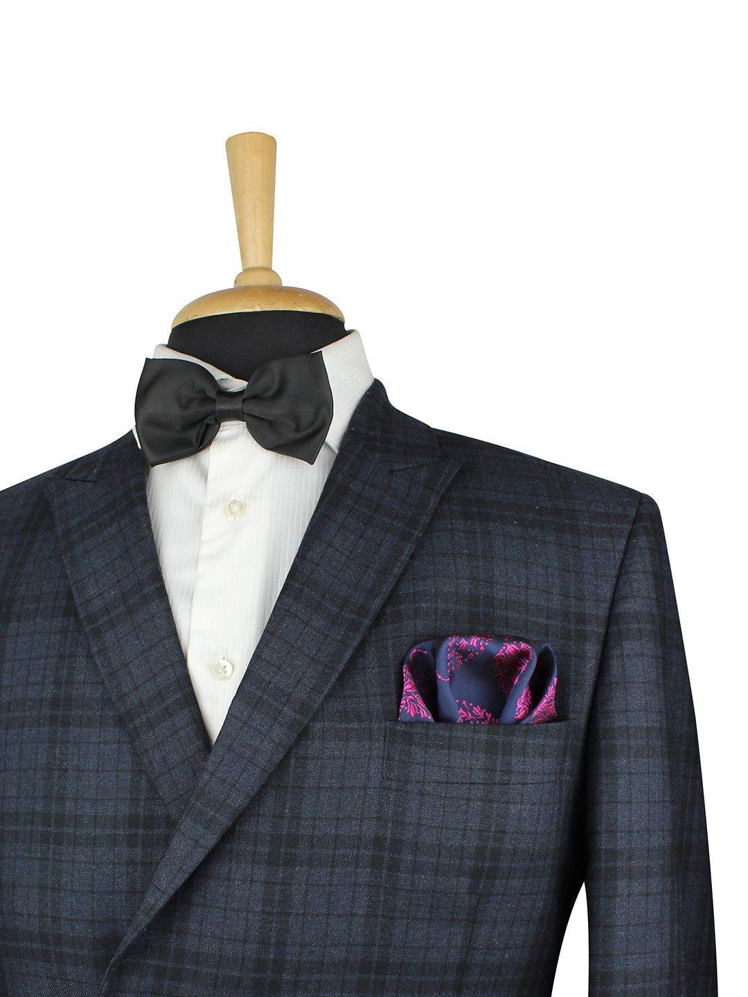 kovove men blue & purple floral printed pocket square