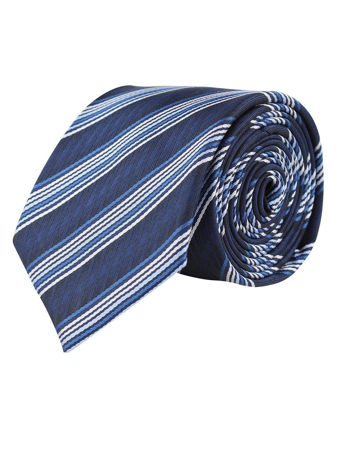 kovove men blue & white striped broad tie