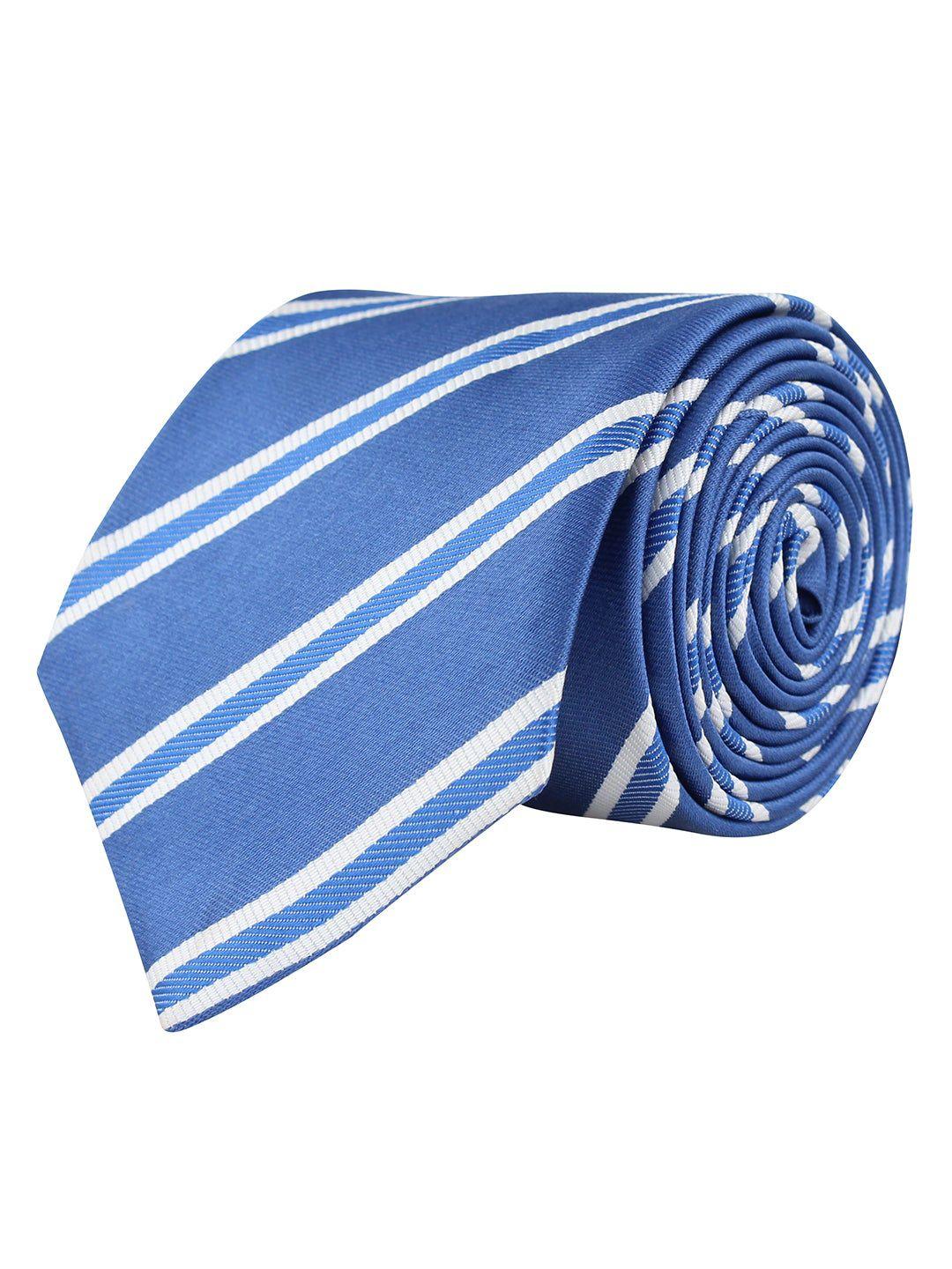 kovove men blue & white striped broad tie