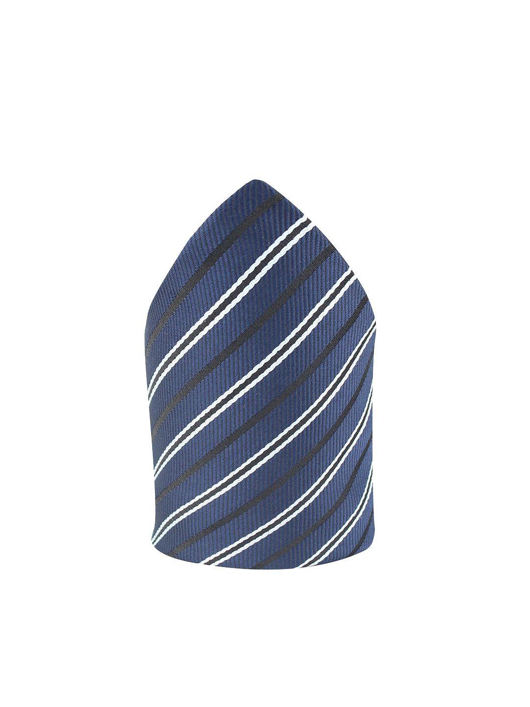 kovove men blue & white striped pocket square