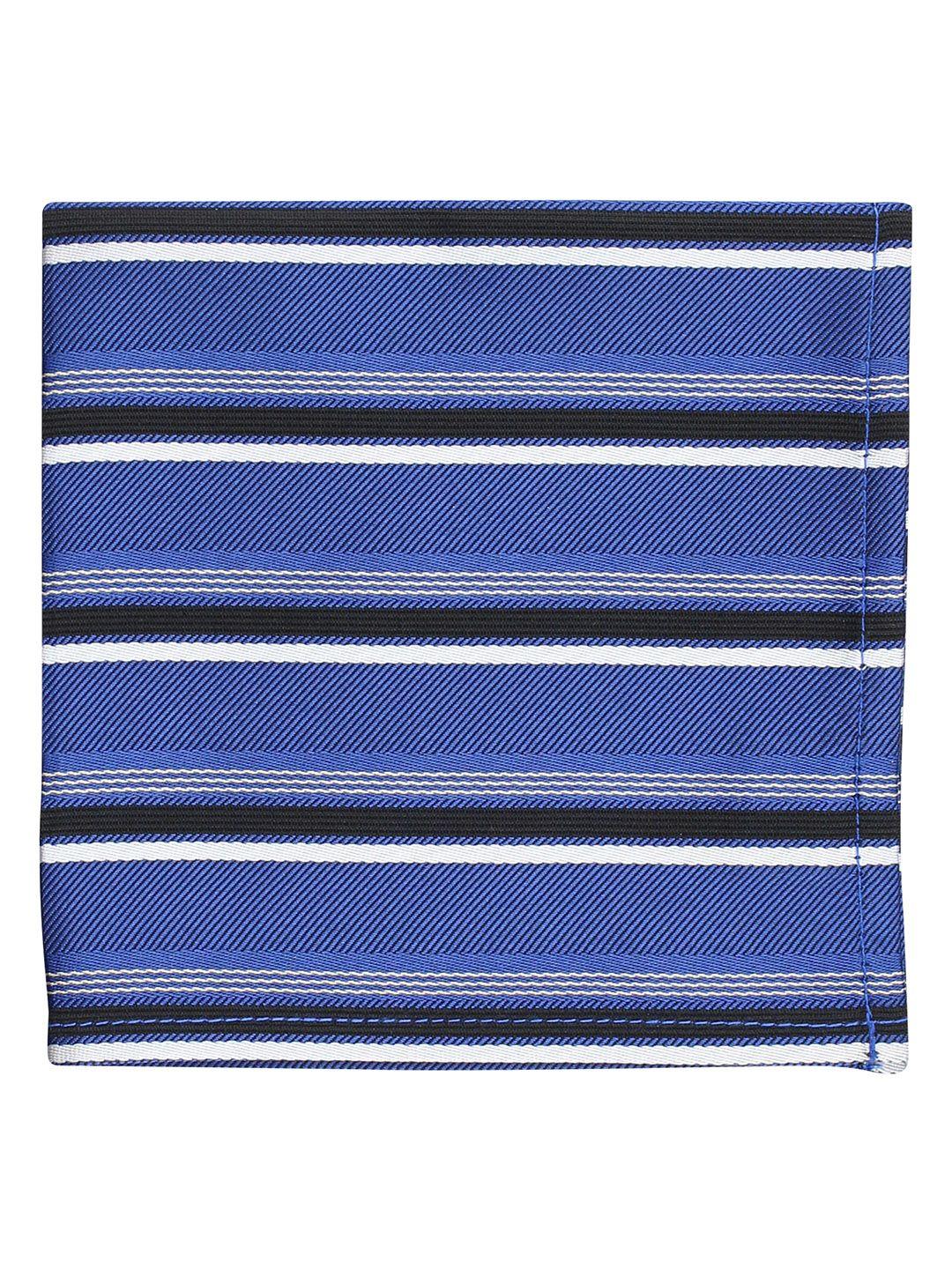 kovove men blue & white striped pocket square