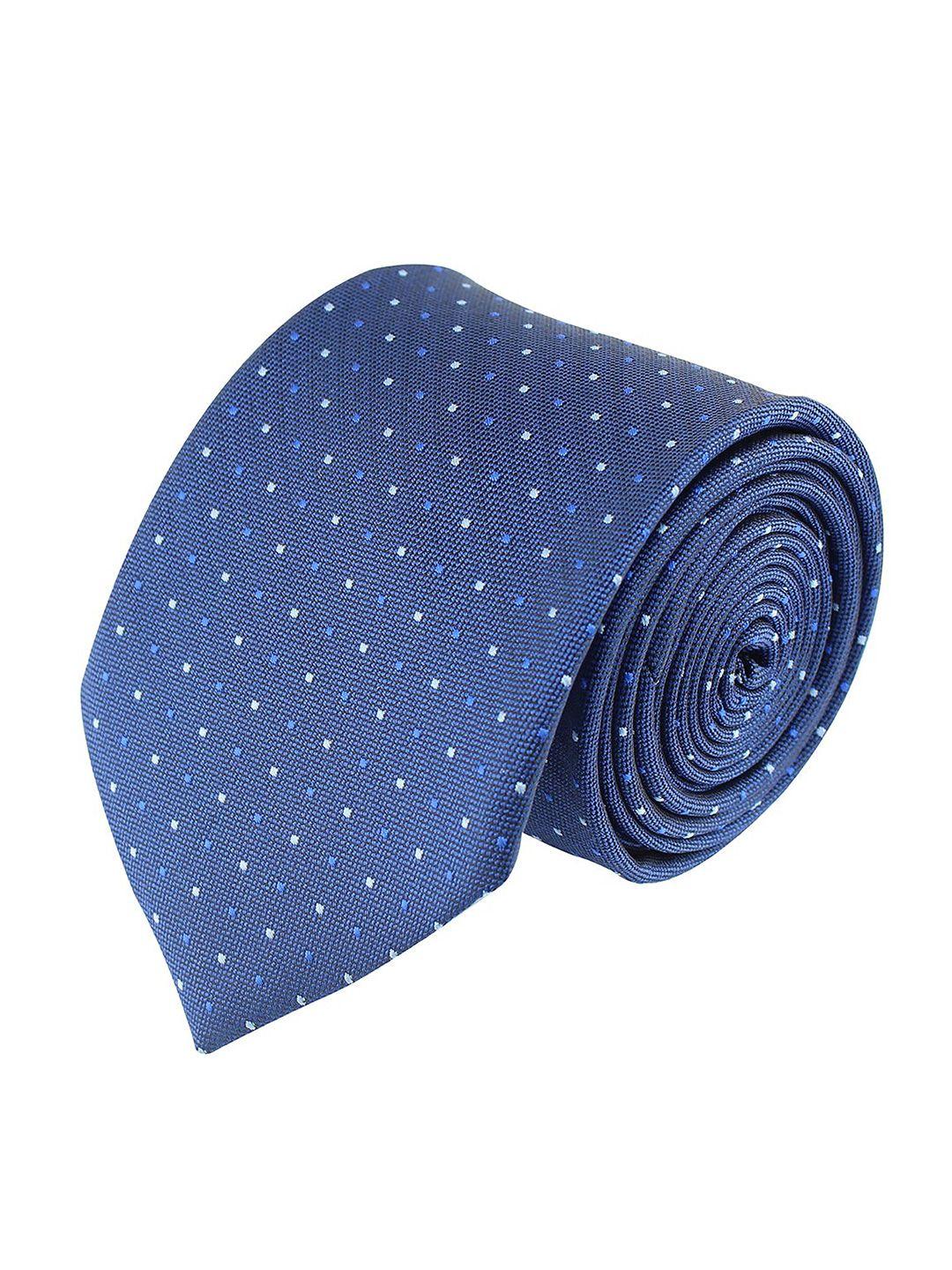 kovove men blue & white the refreshing twin polka dot woven design broad tie