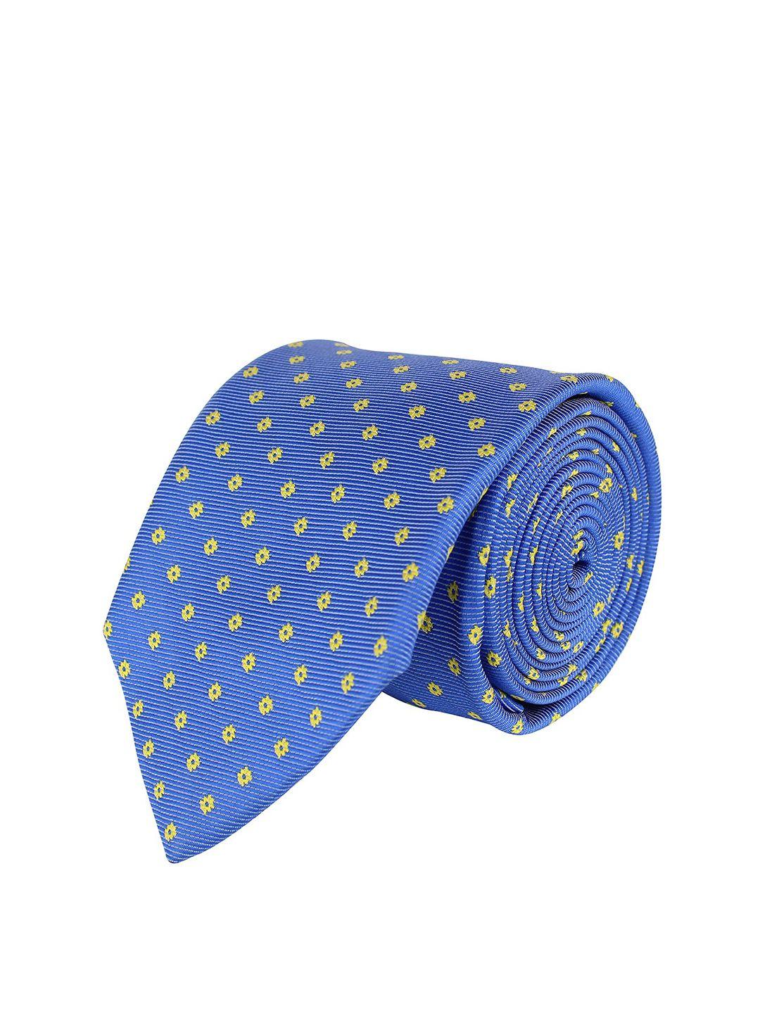 kovove men blue & yellow woven design broad tie