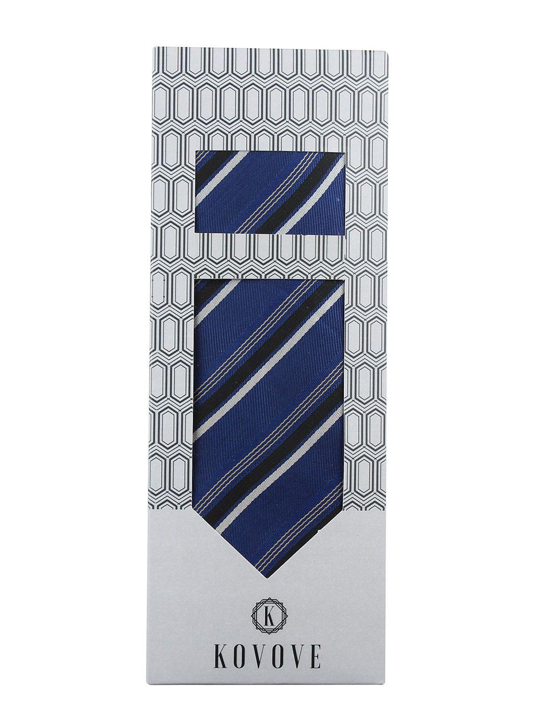 kovove men blue striped accessory gift set