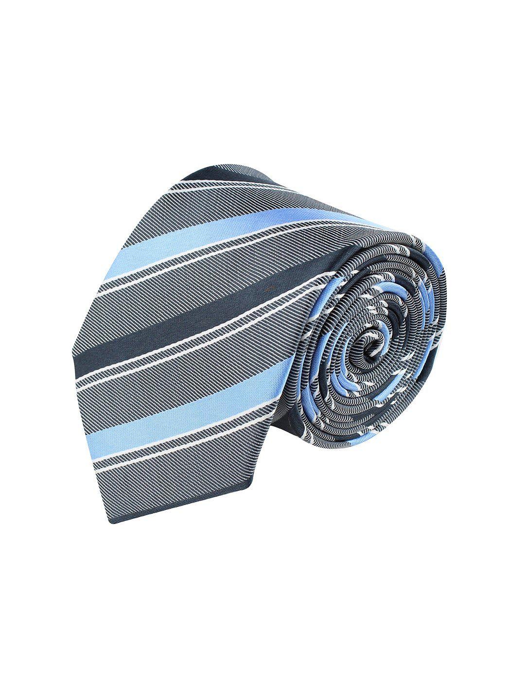 kovove men grey & blue striped broad tie