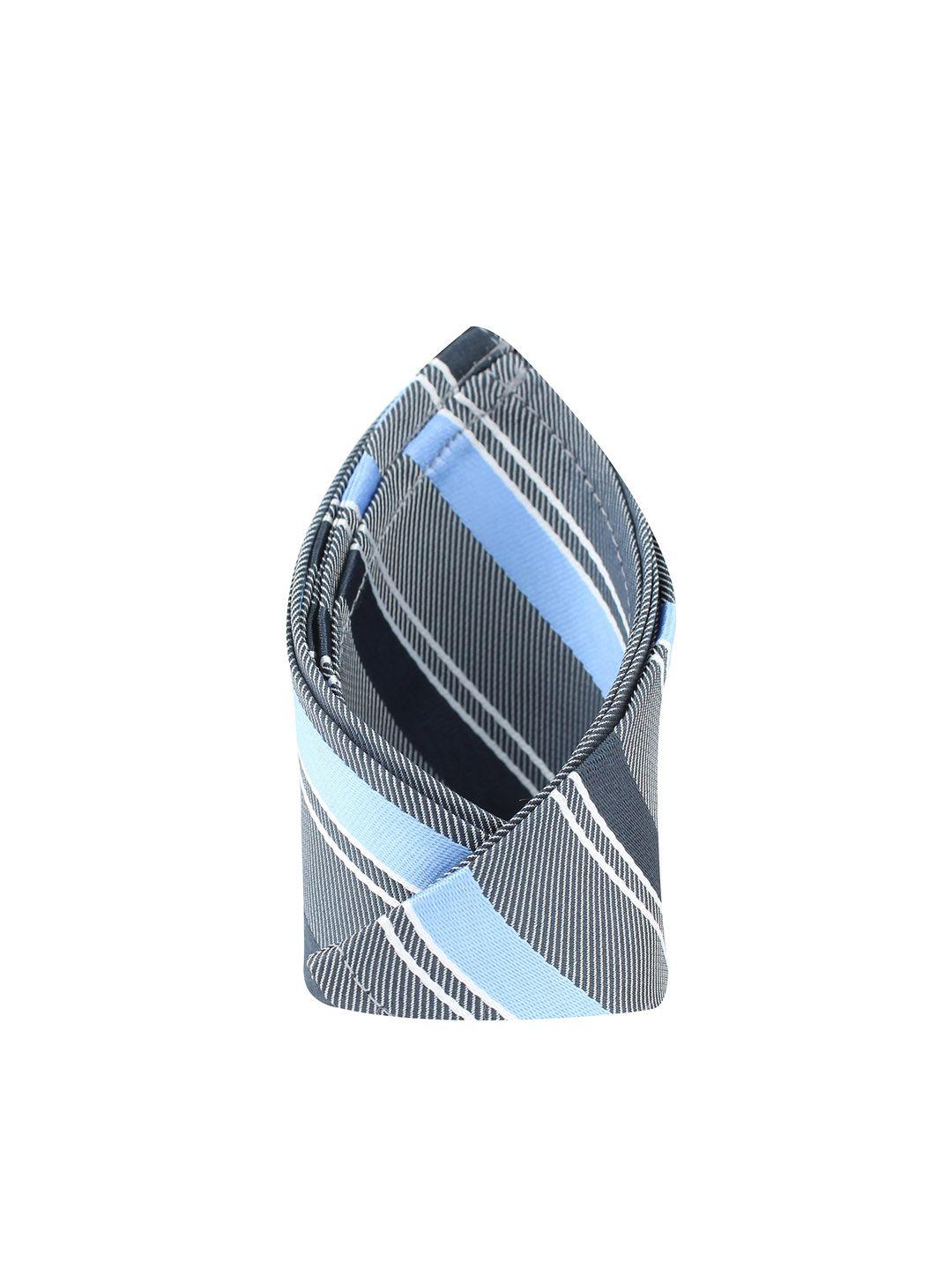 kovove men grey & blue striped woven-design pocket square