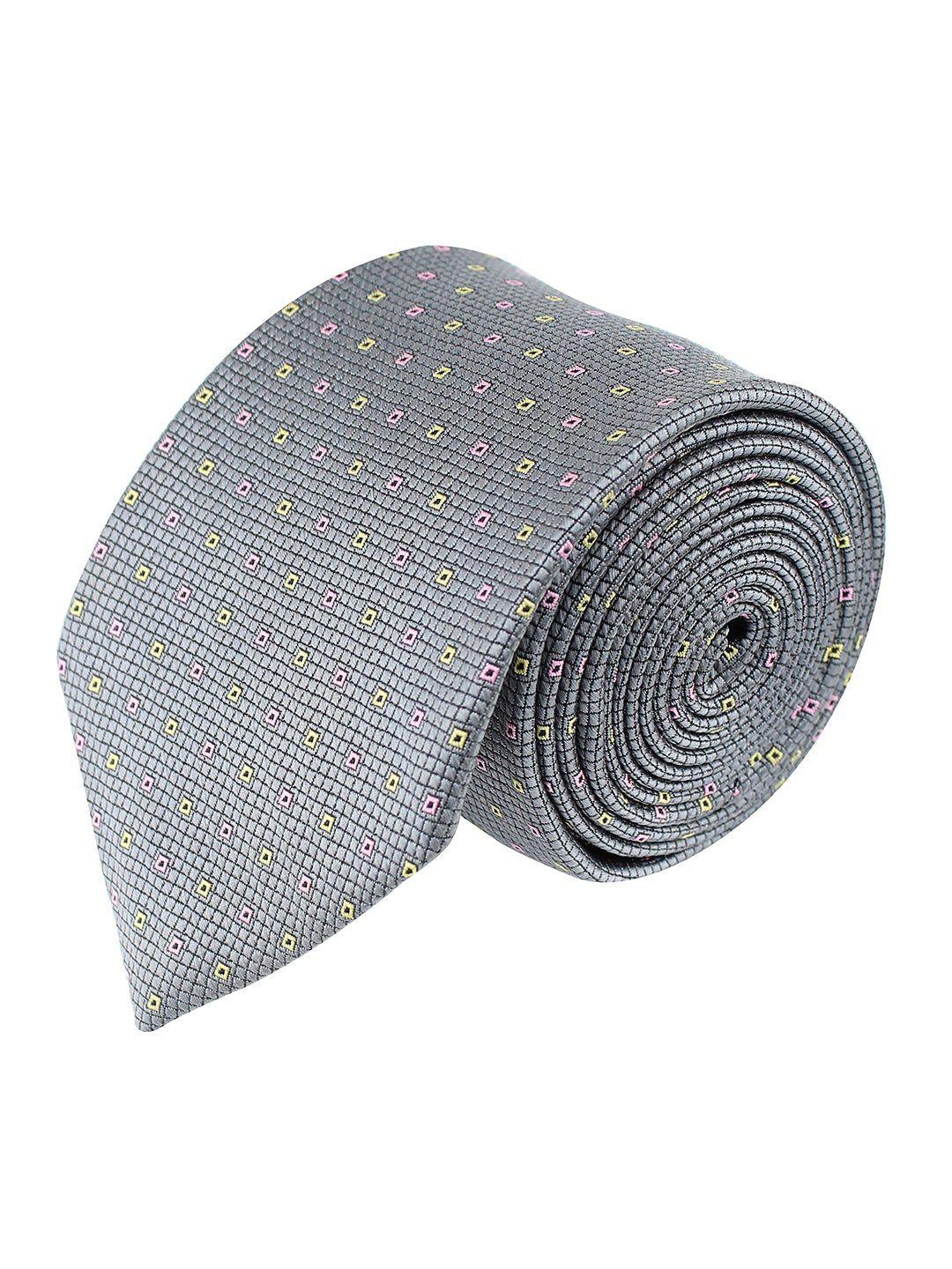 kovove men grey & pink the treat checkered broad tie