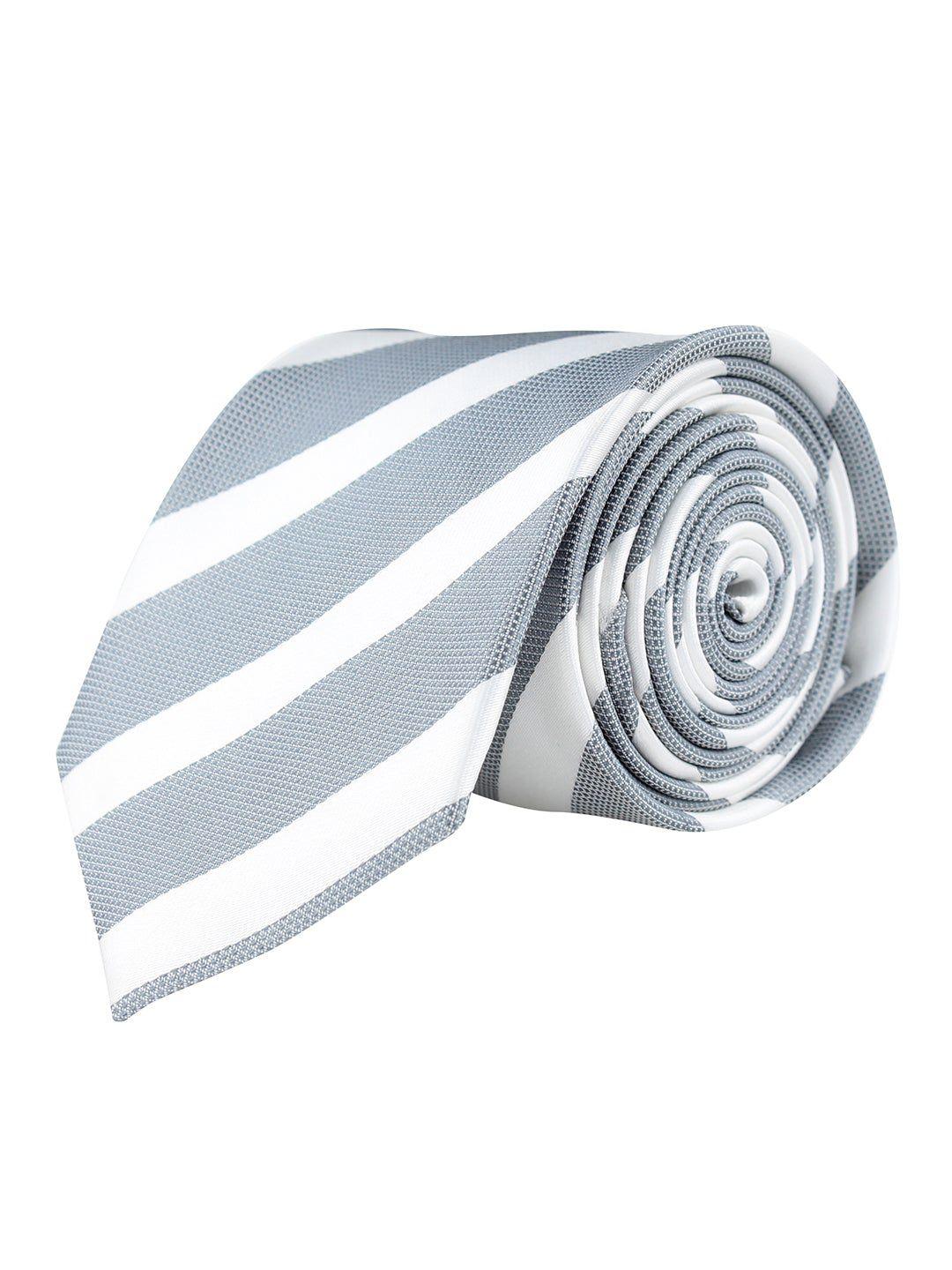 kovove men grey & white striped broad neck tie