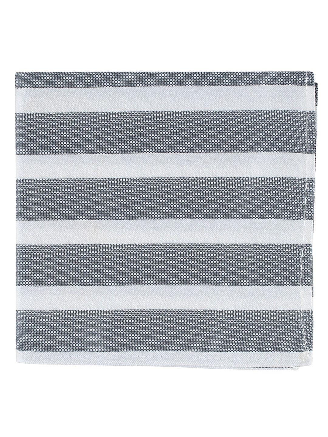 kovove men grey & white striped pocket square