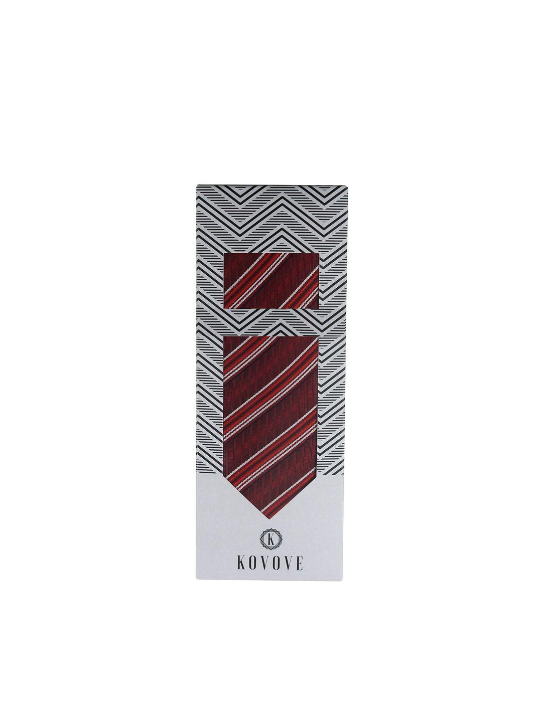 kovove men maroon the pleasing striped accessory gift set