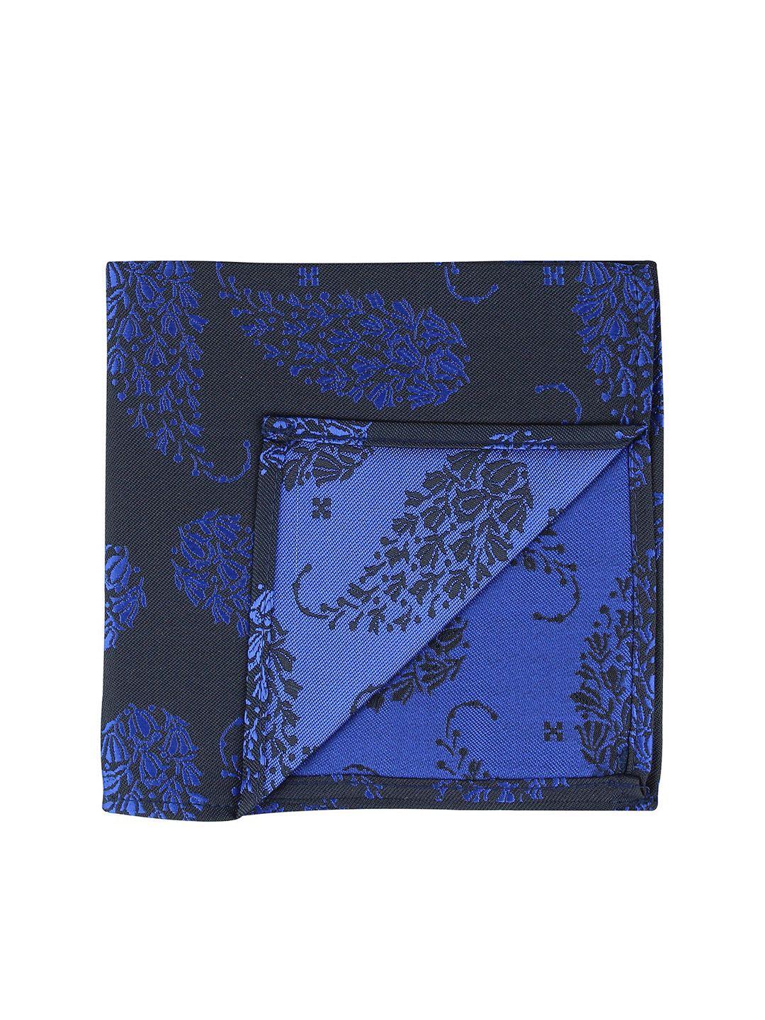 kovove men navy blue printed pocket square