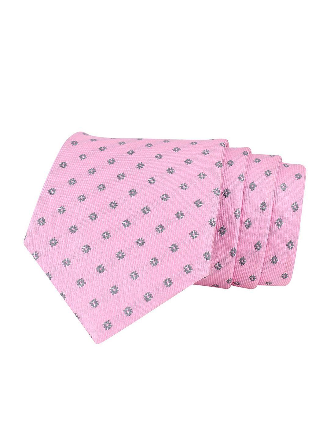 kovove men pink & grey the abstract polka fusion woven design broad tie