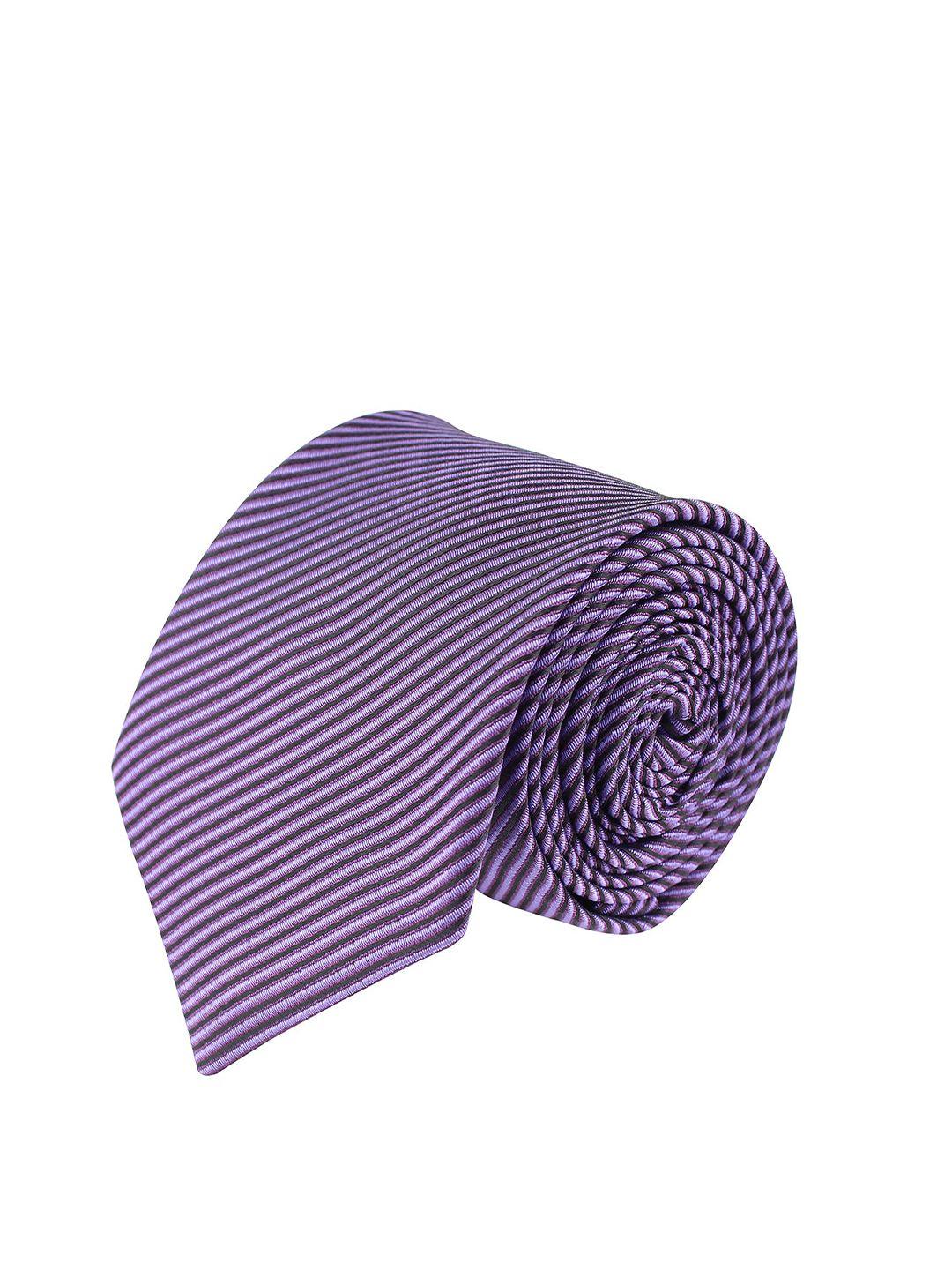 kovove men purple & white striped broad tie