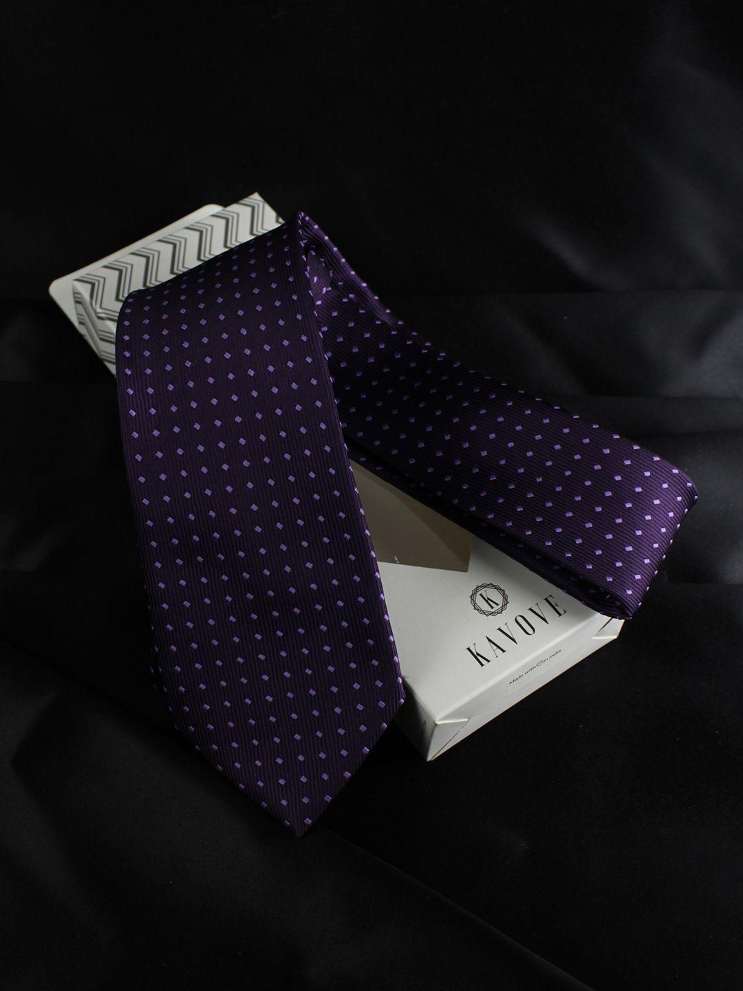 kovove men purple woven design broad tie