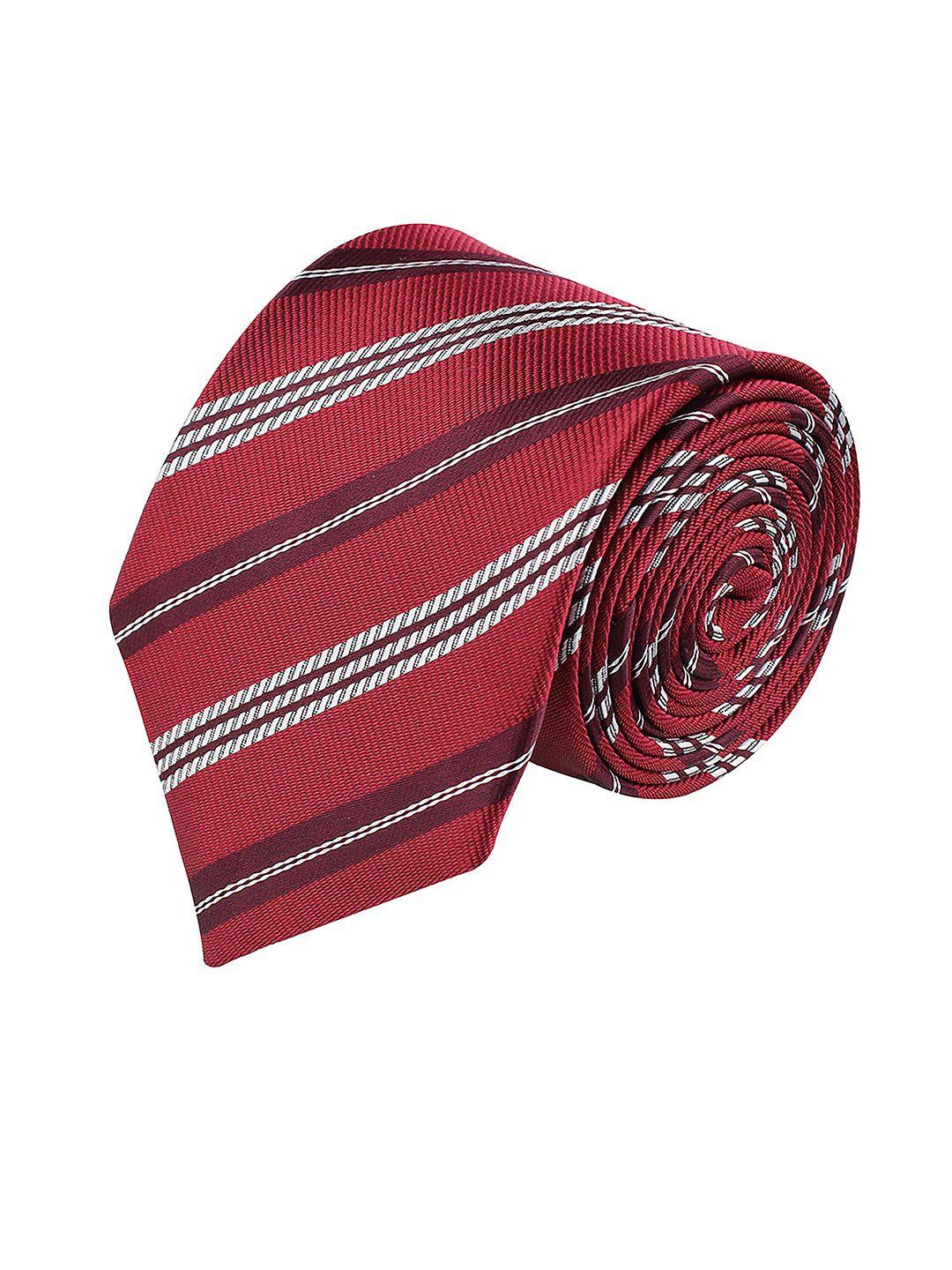 kovove men red & white striped broad tie