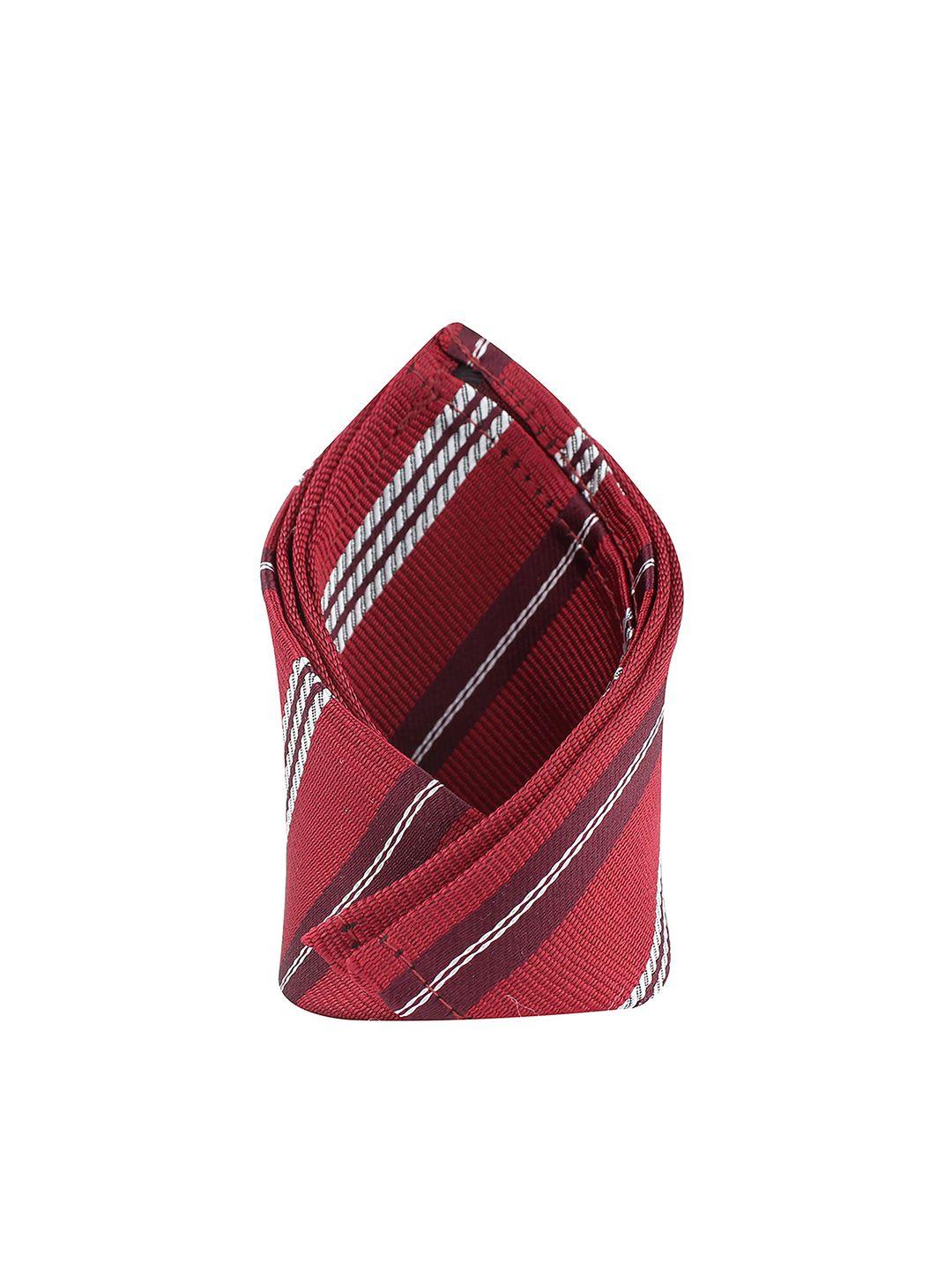 kovove men red & white striped pocket square