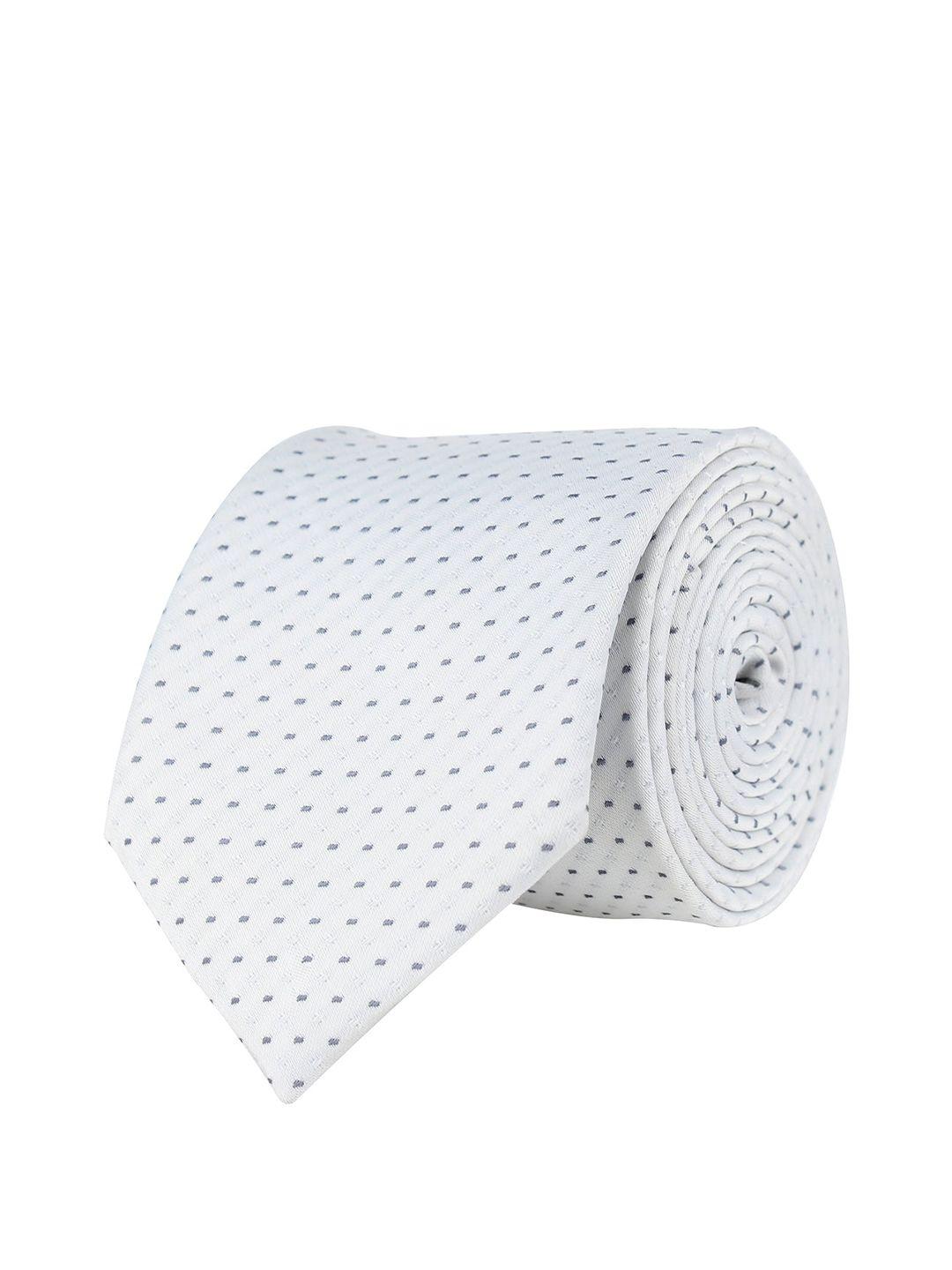 kovove men white & grey abstract dash line woven design broad tie