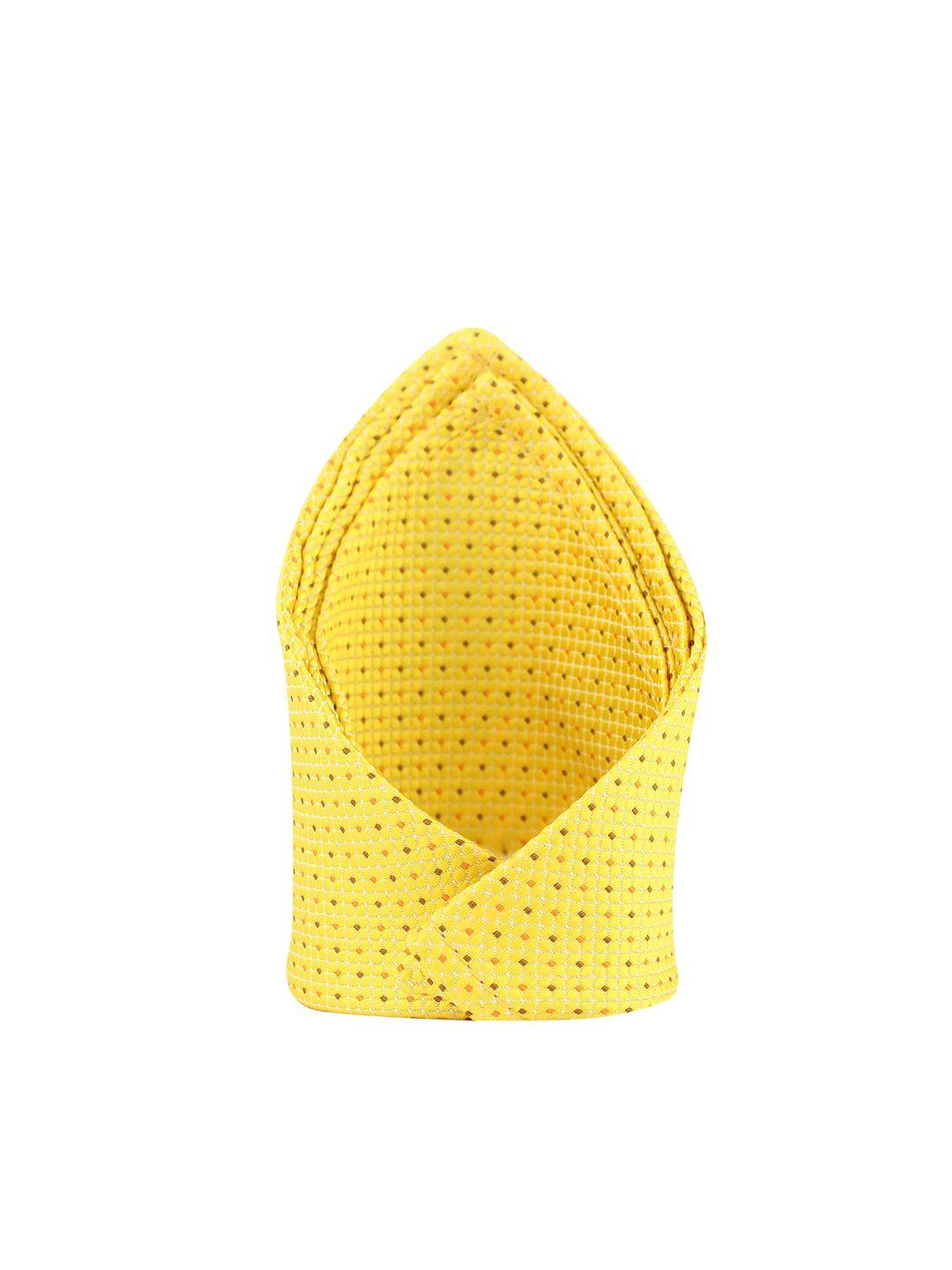 kovove men yellow & pink printed pocket square