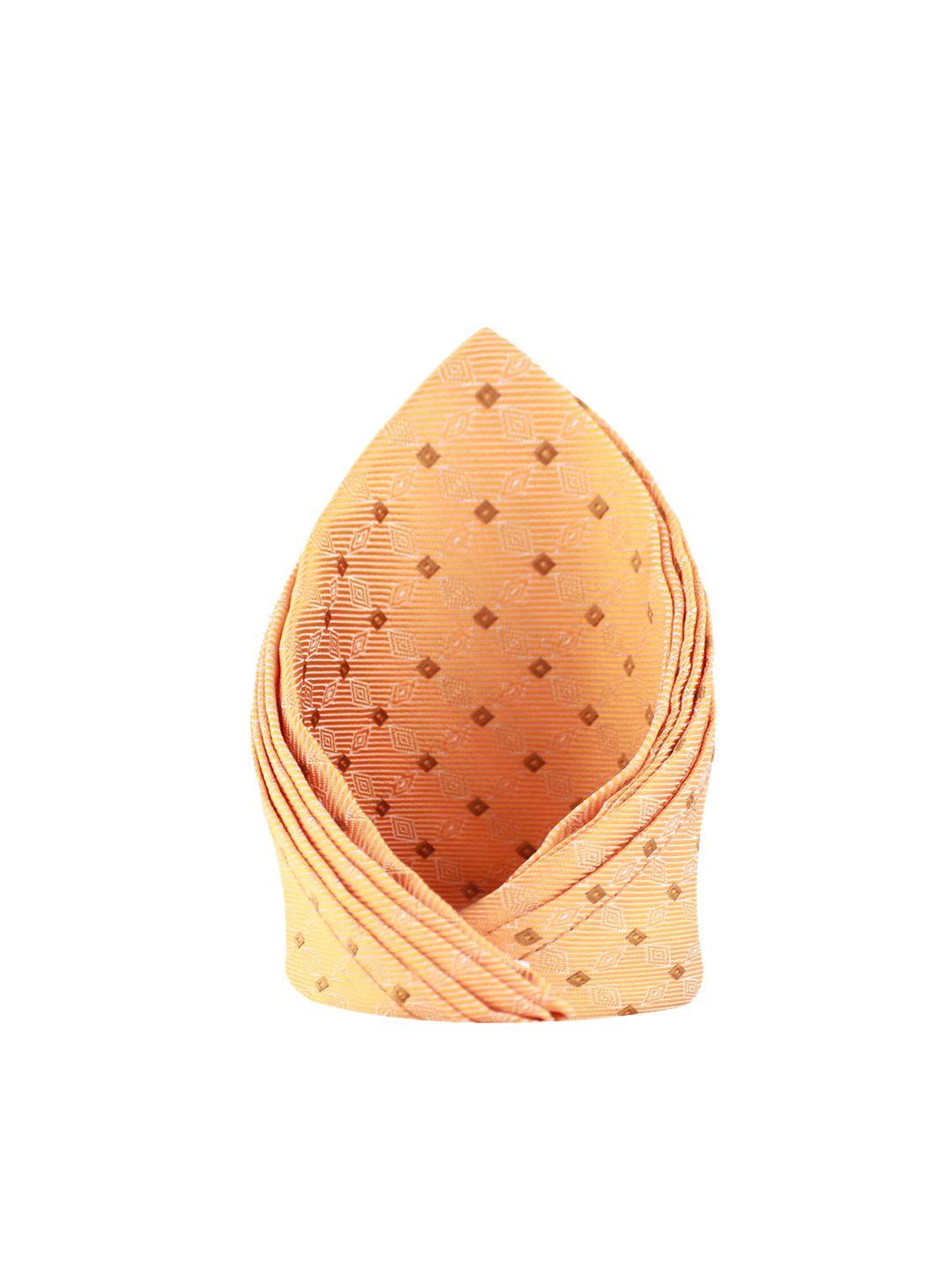 kovove orange & brown checked pocket square