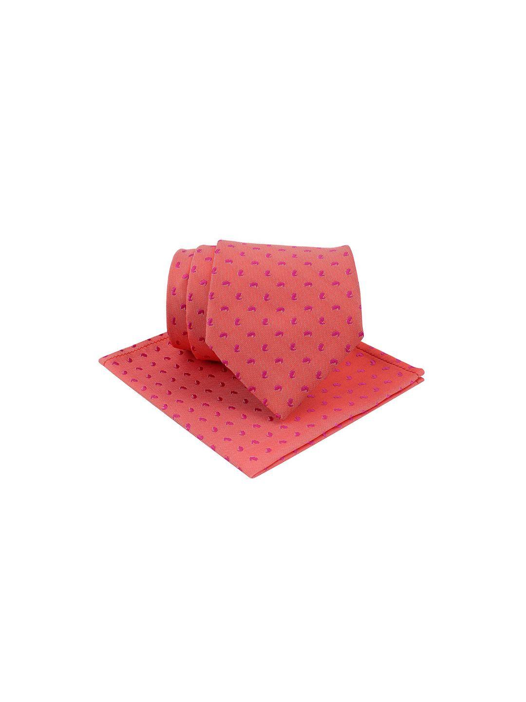 kovove pink abstract tie & pocket square gift set