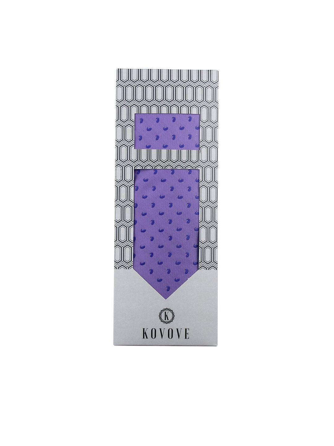 kovove purple abstract tie & pocket square gift set