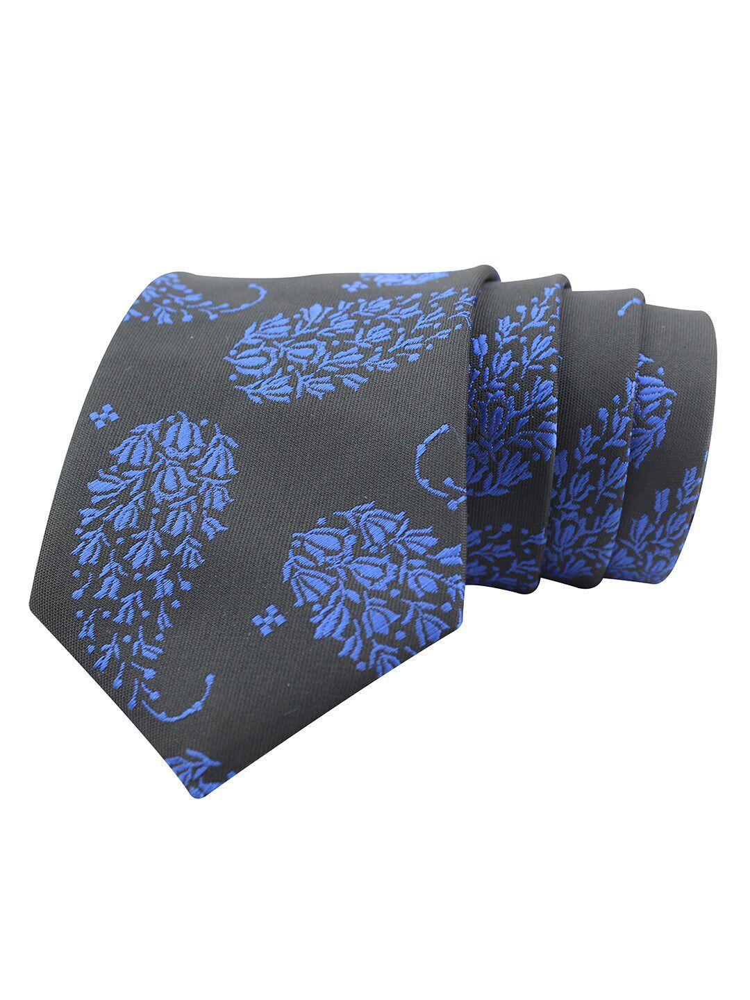 kovove unisex blue & black woven design broad tie