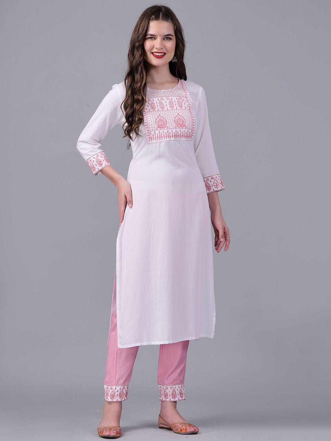 kpf ethnic motifs yoke design sequinned kurta with trousers