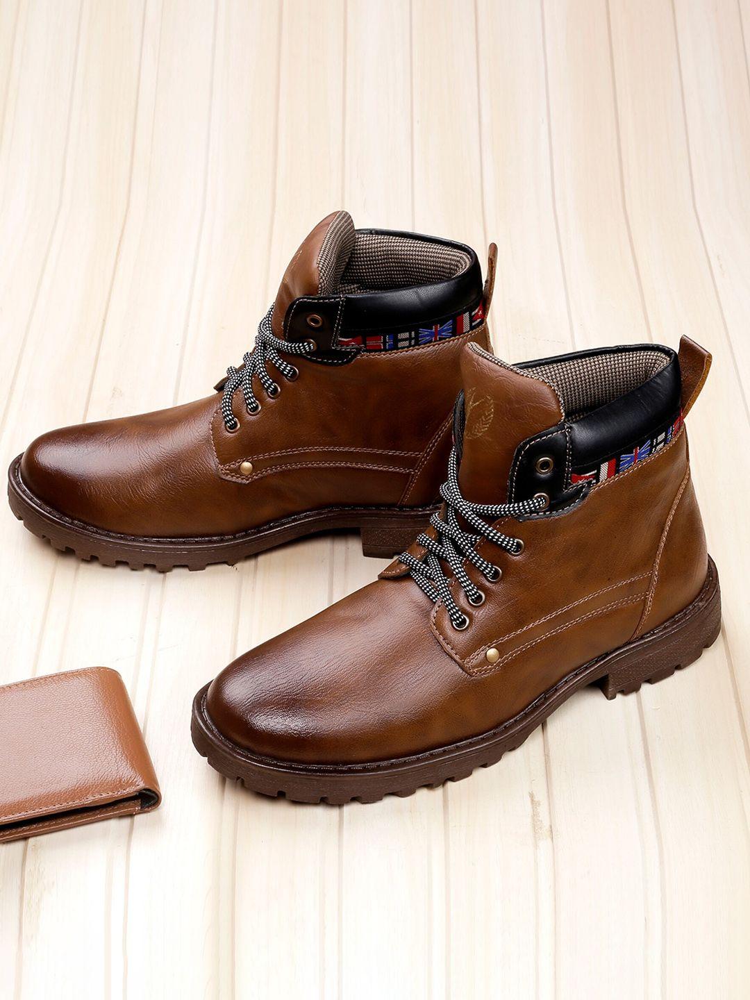 kraasa men brown solid long boots