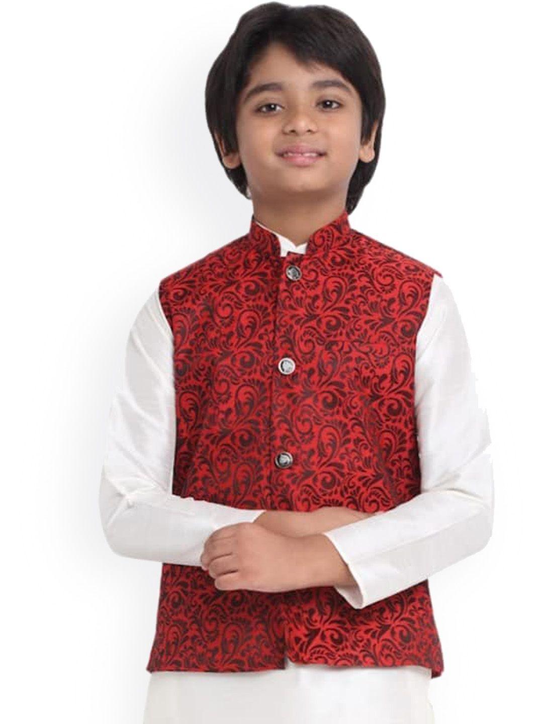 kraft india boys ethnic motifs woven design jacquard nehru jacket