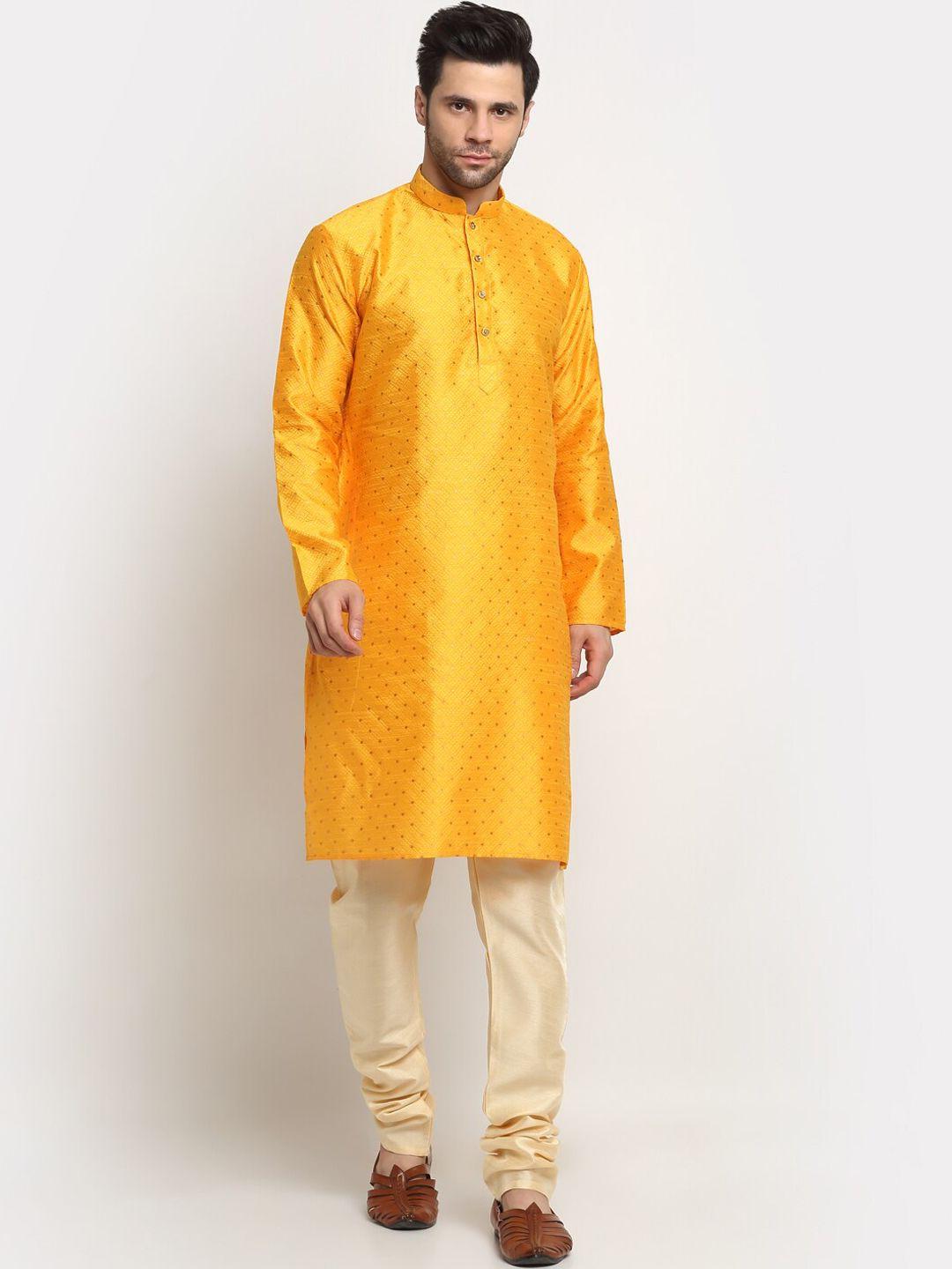 kraft india mandarin collar woven design straight kurta