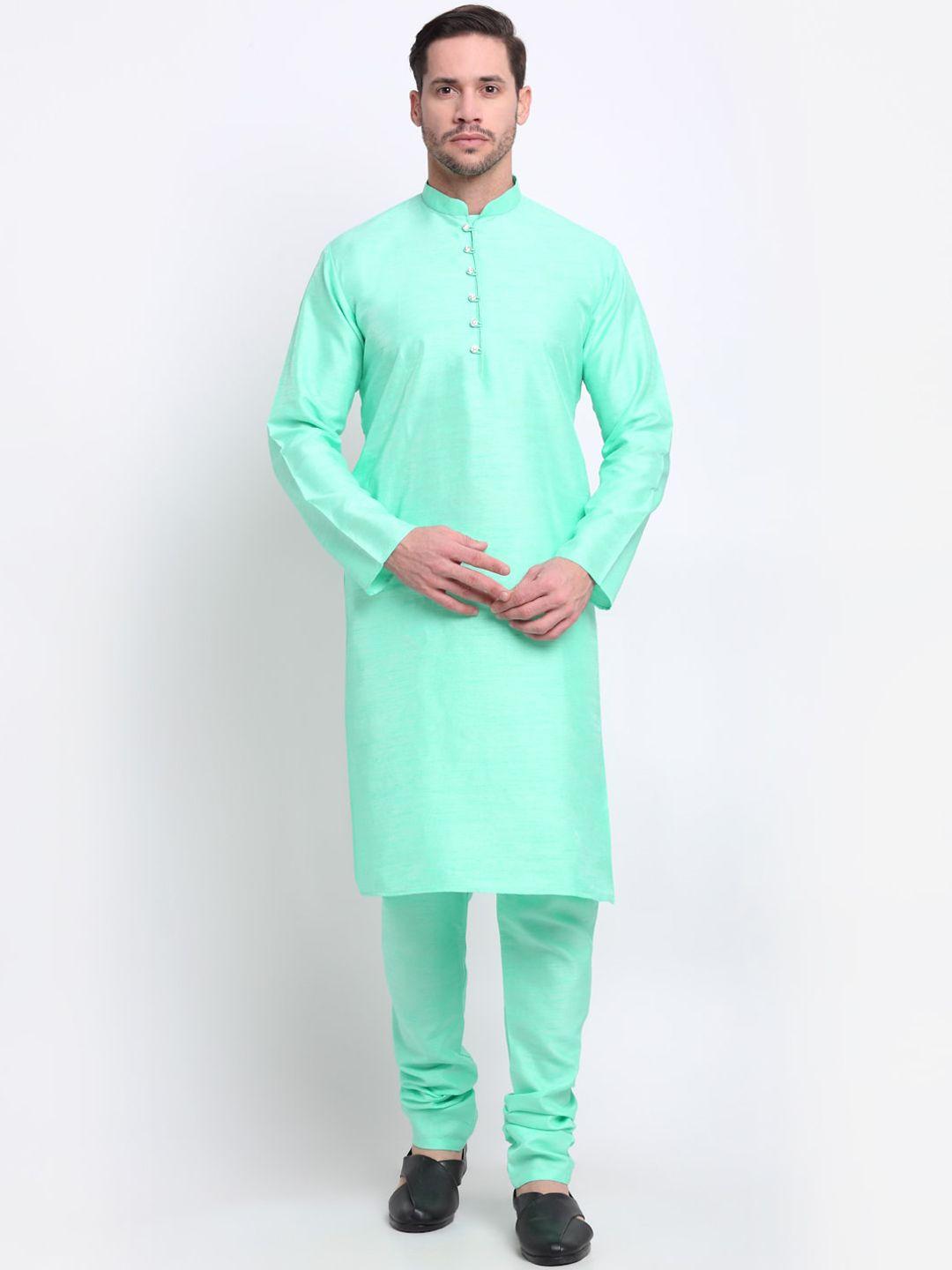 kraft india men green regular kurta with pyjamas
