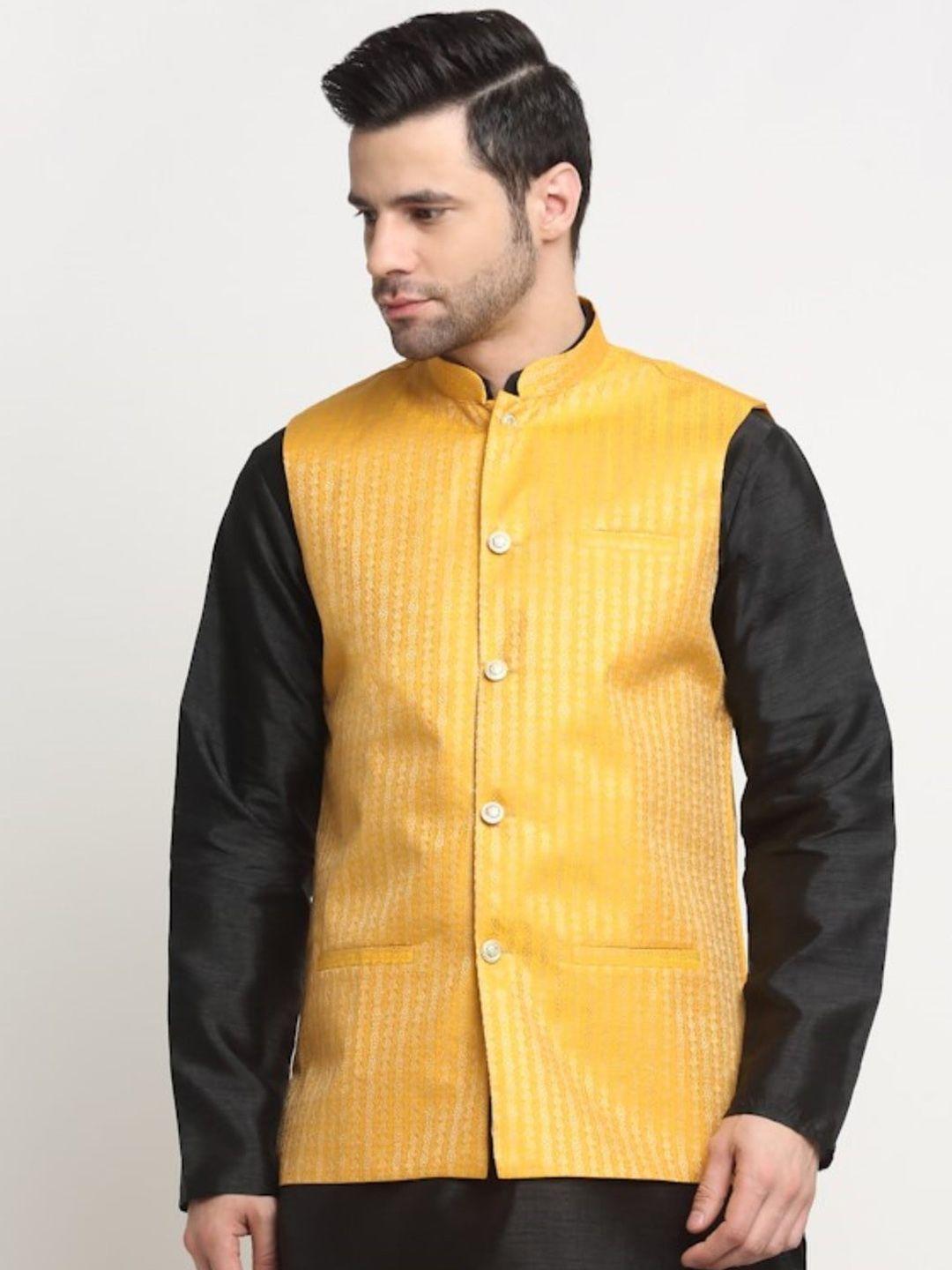 kraft india striped woven design nehru jackets