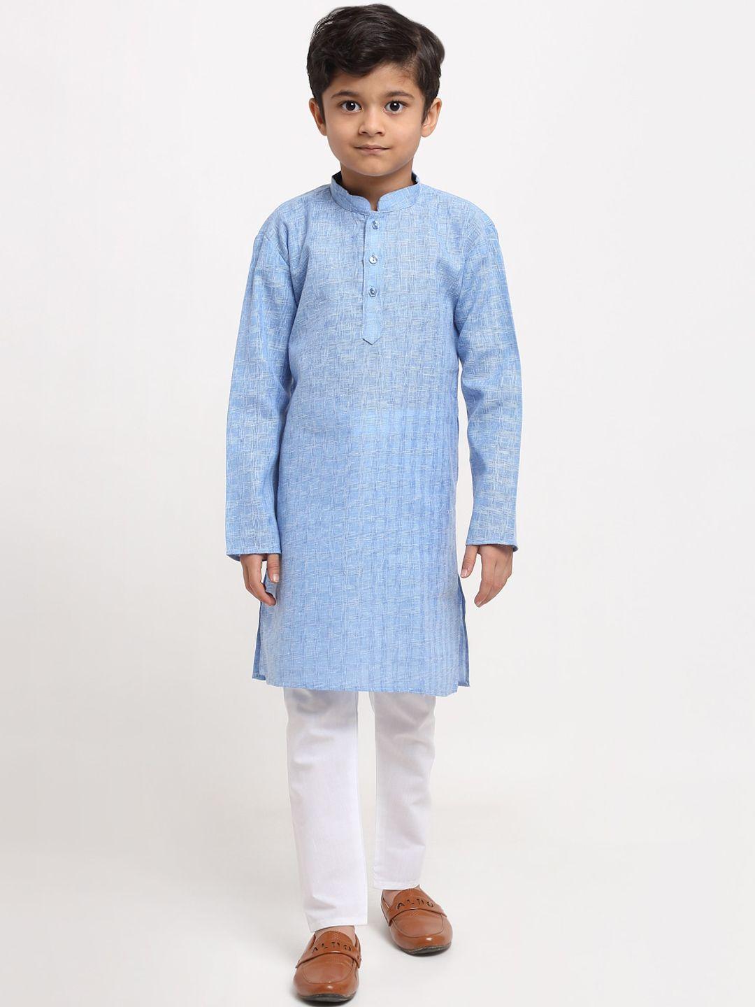 kraft india boys blue regular pure cotton kurta with pyjamas