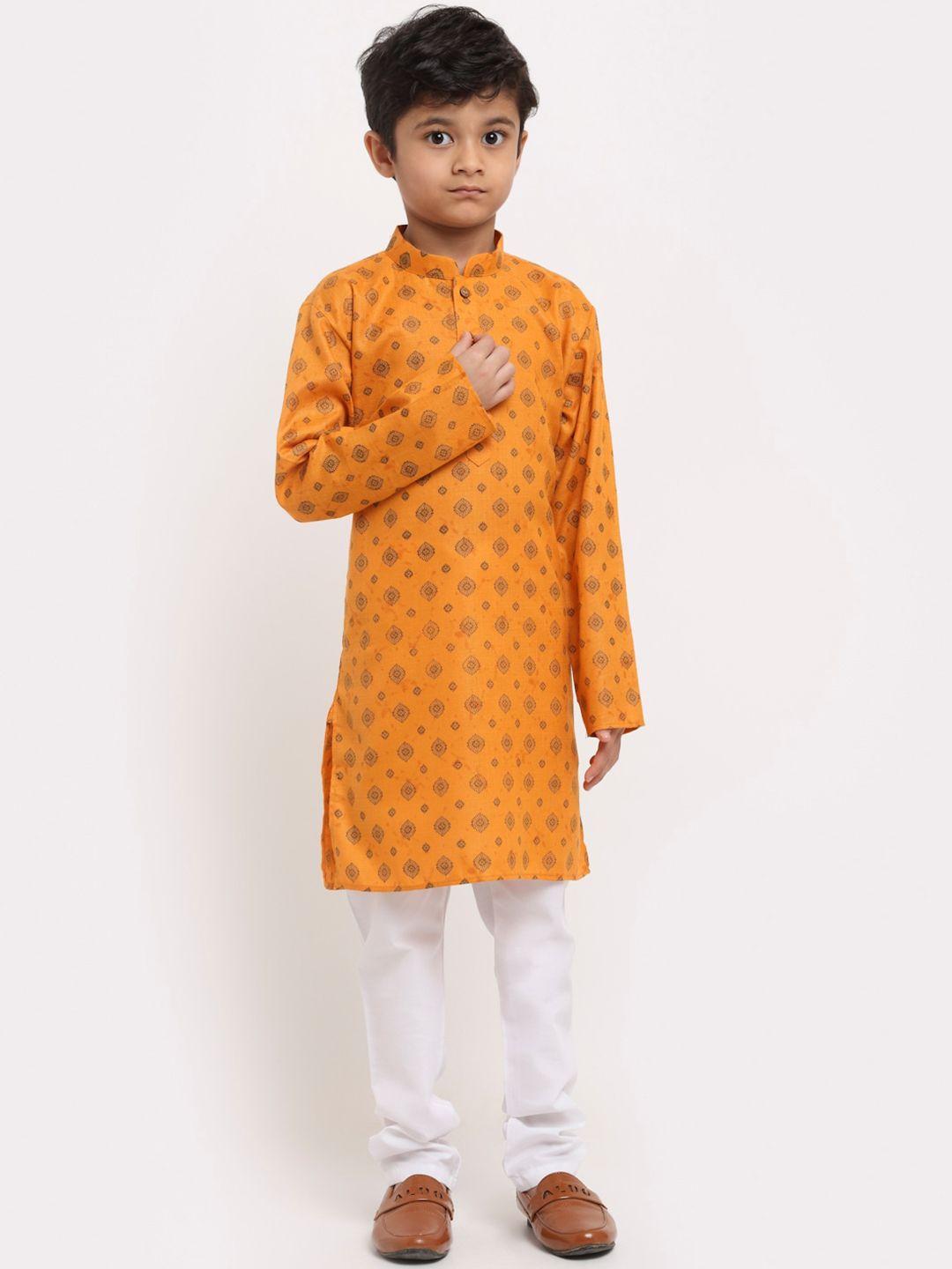 kraft india boys ethnic motifs printed pure cotton kurta with pyjamas