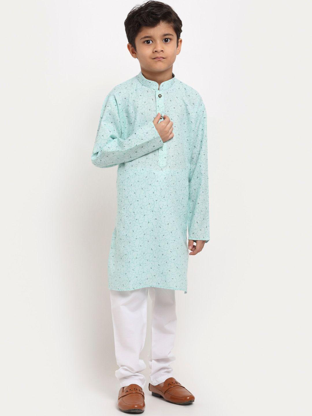 kraft india boys floral printed pure cotton kurta with pyjamas