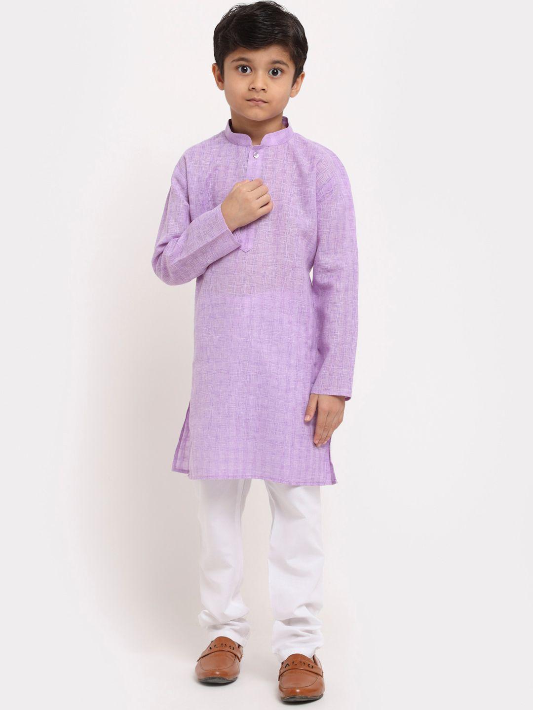 kraft india boys lavender regular pure cotton kurta with churidar