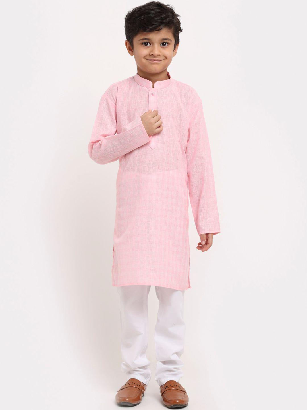 kraft india boys pink regular pure cotton kurta with pyjamas